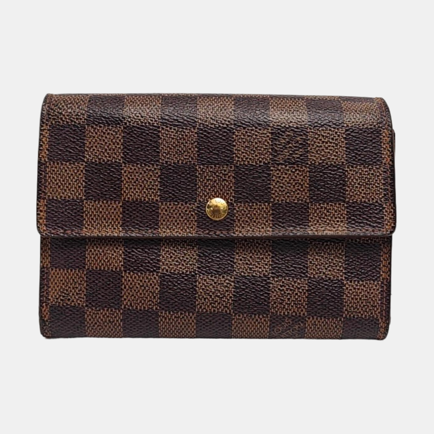 LOUIS VUITTON TRESOR Brown Coated Canvas Checkered Wallet Golden hardware-(SKU)-960314617
