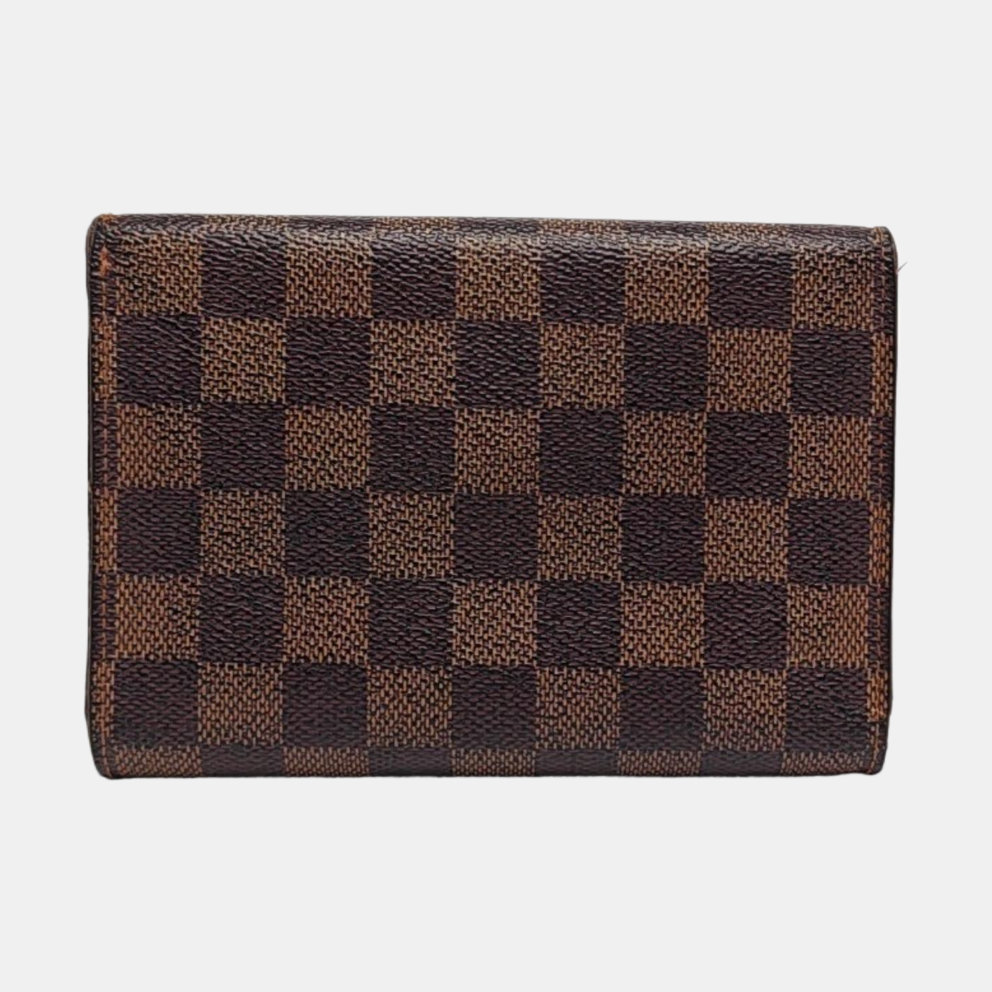 LOUIS VUITTON TRESOR Brown Coated Canvas Checkered Wallet Golden hardware-(SKU)-960314617