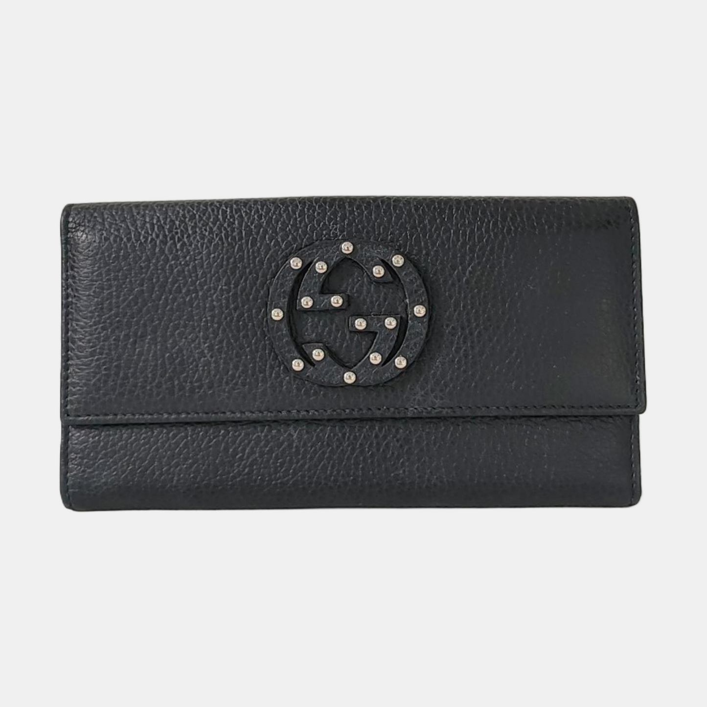 GUCCI Blondie Black Leather Studs Wallet Silver Hardware-(SKU)-960340084