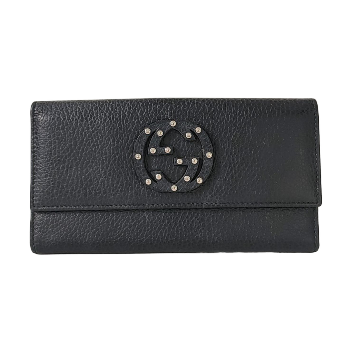 GUCCI Blondie Black Leather Studs Wallet Silver Hardware-(SKU)-960340084
