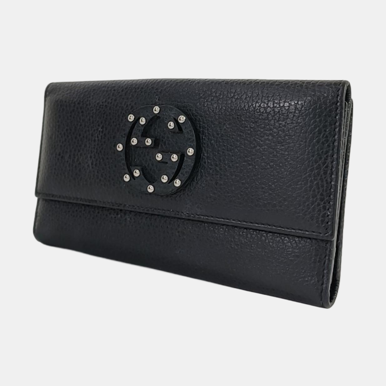 GUCCI Blondie Black Leather Studs Wallet Silver Hardware-(SKU)-960340084