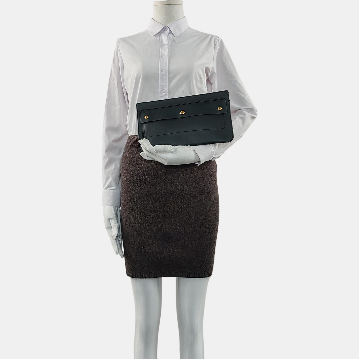 BURBERRY Black Cowhide Clutch Golden hardware-(SKU)-960317671