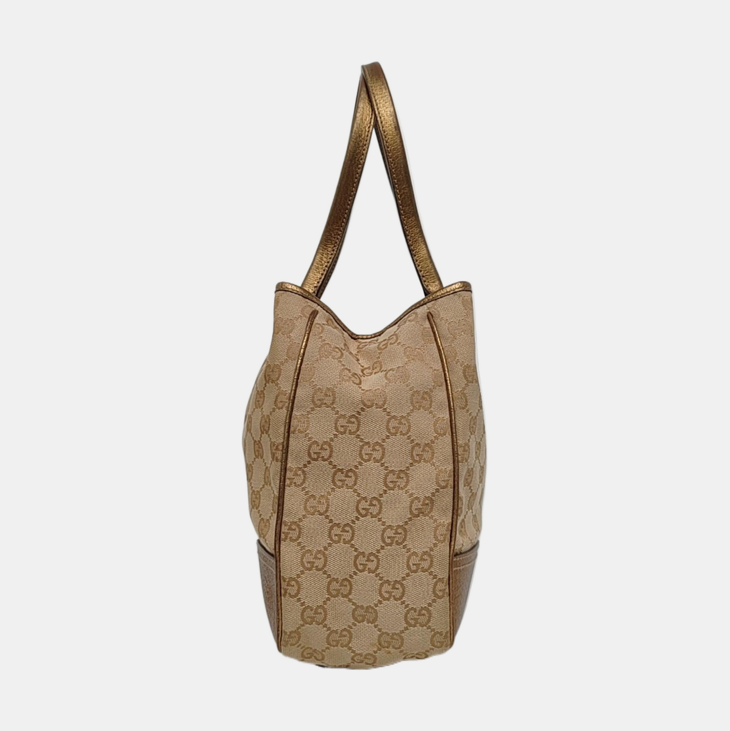 GUCCI Princy Khaki Canvas Monogram Tote Bag Single Shoulder Bag Golden hardware-(SKU)-960034961