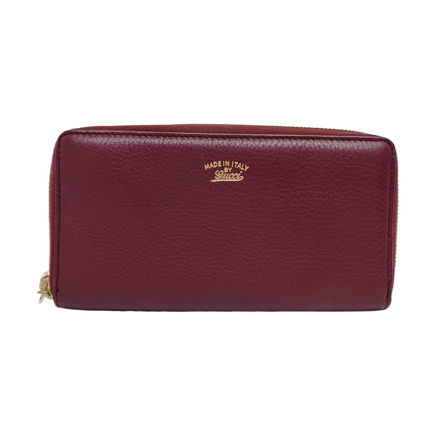 GUCCI Bamboo 1947 Burgundy Cowhide Bamboo Fringe Wallet Golden hardware-(SKU)-960308481