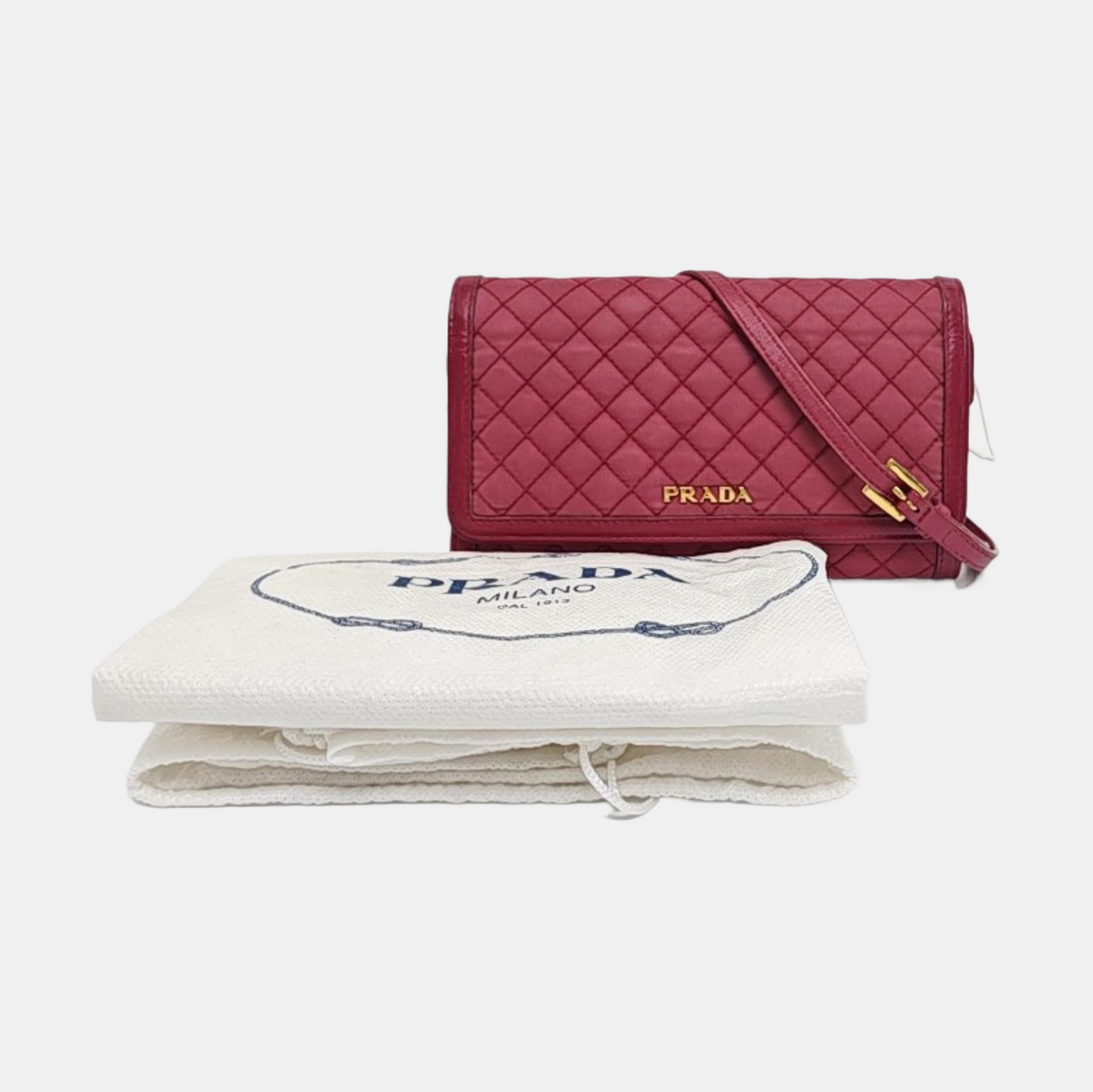 PRADA Pink Nylon Quilted Crossbody Shoulder Bag Handbag Clutch Golden hardware Removable shoulder strap-(SKU)-959993343