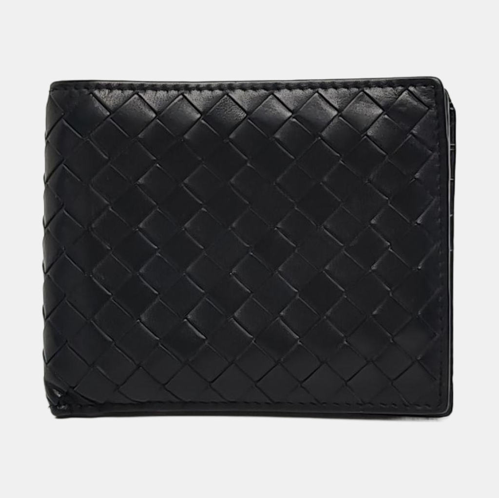 BOTTEGA VENETA Black Cowhide Woven Wallet-(SKU)-960229991