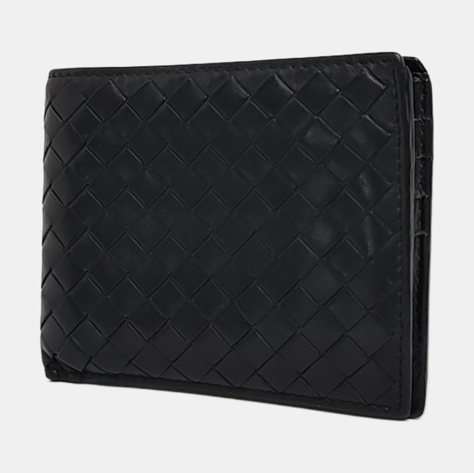 BOTTEGA VENETA Black Cowhide Woven Wallet-(SKU)-960229991