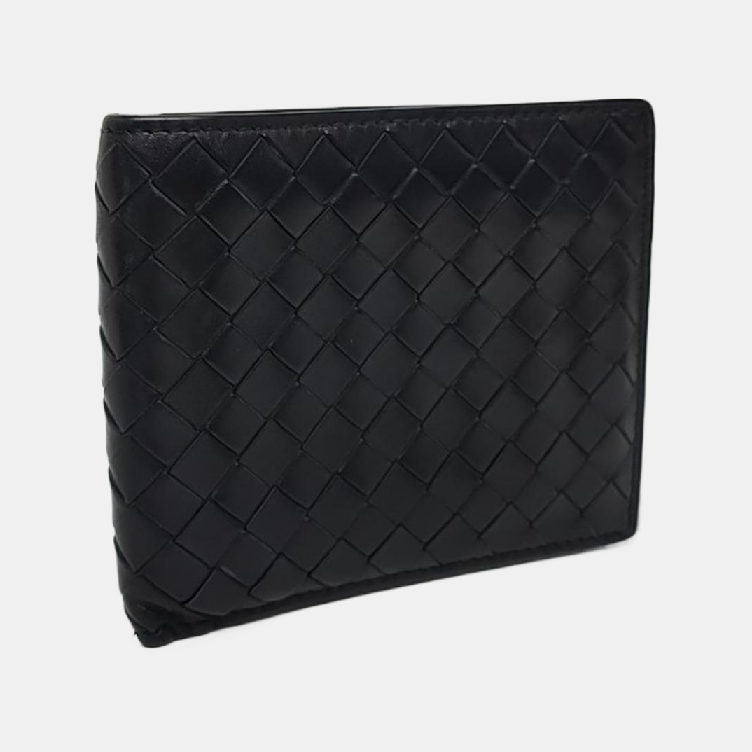 BOTTEGA VENETA Black Cowhide Woven Wallet-(SKU)-960229991