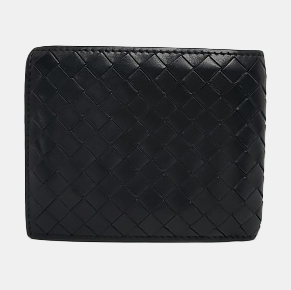 BOTTEGA VENETA Black Cowhide Woven Wallet-(SKU)-960229991