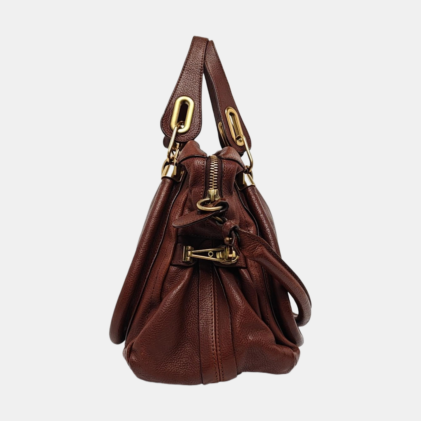 Chloé Paraty Medium size Brown cowhide crossbody bag shoulder bag tote bag Golden hardware Removable shoulder strap-(SKU)-960236363
