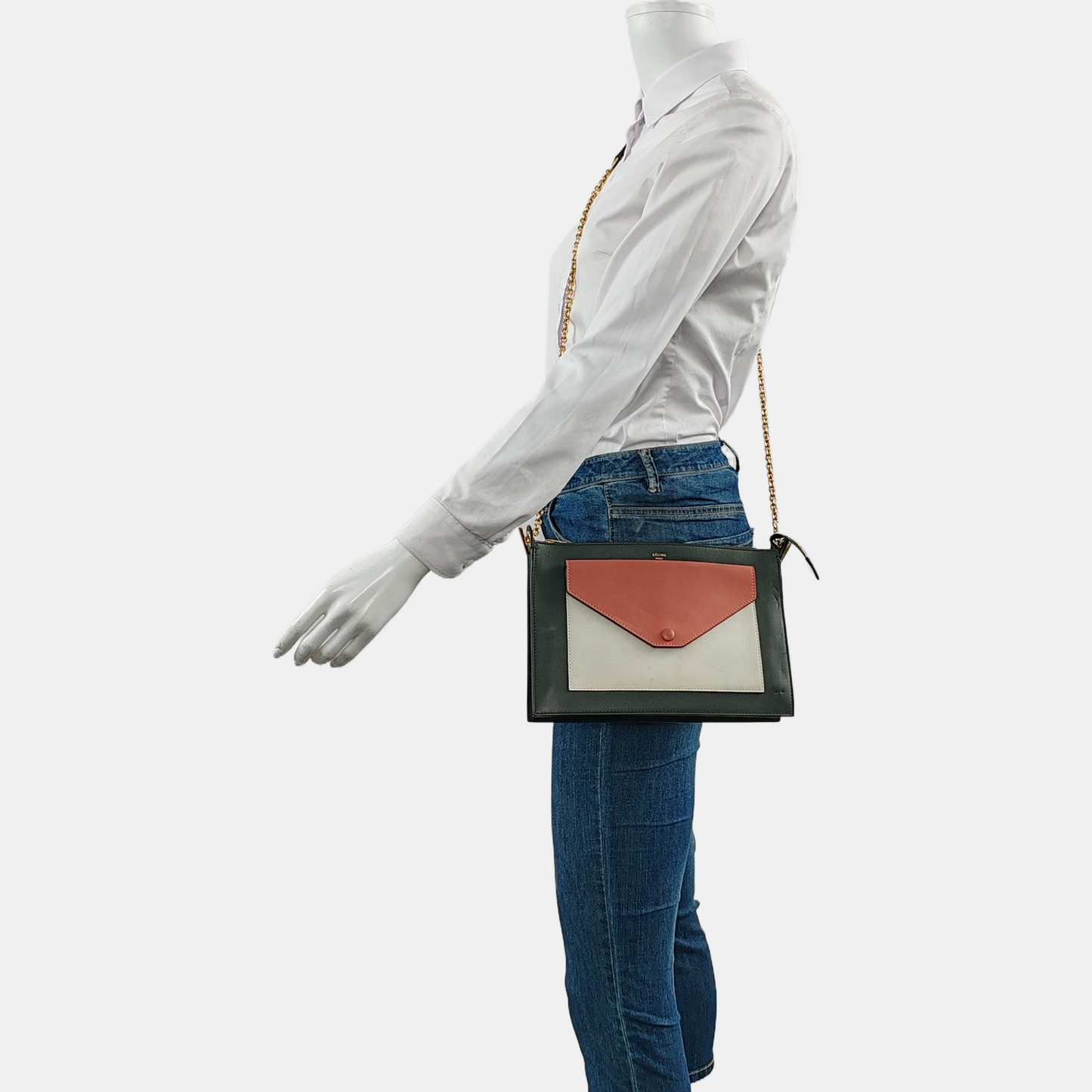 CELINE POCKET Multicolor Cowhide Crossbody Single Shoulder Bag Golden hardware-(SKU)-960407056
