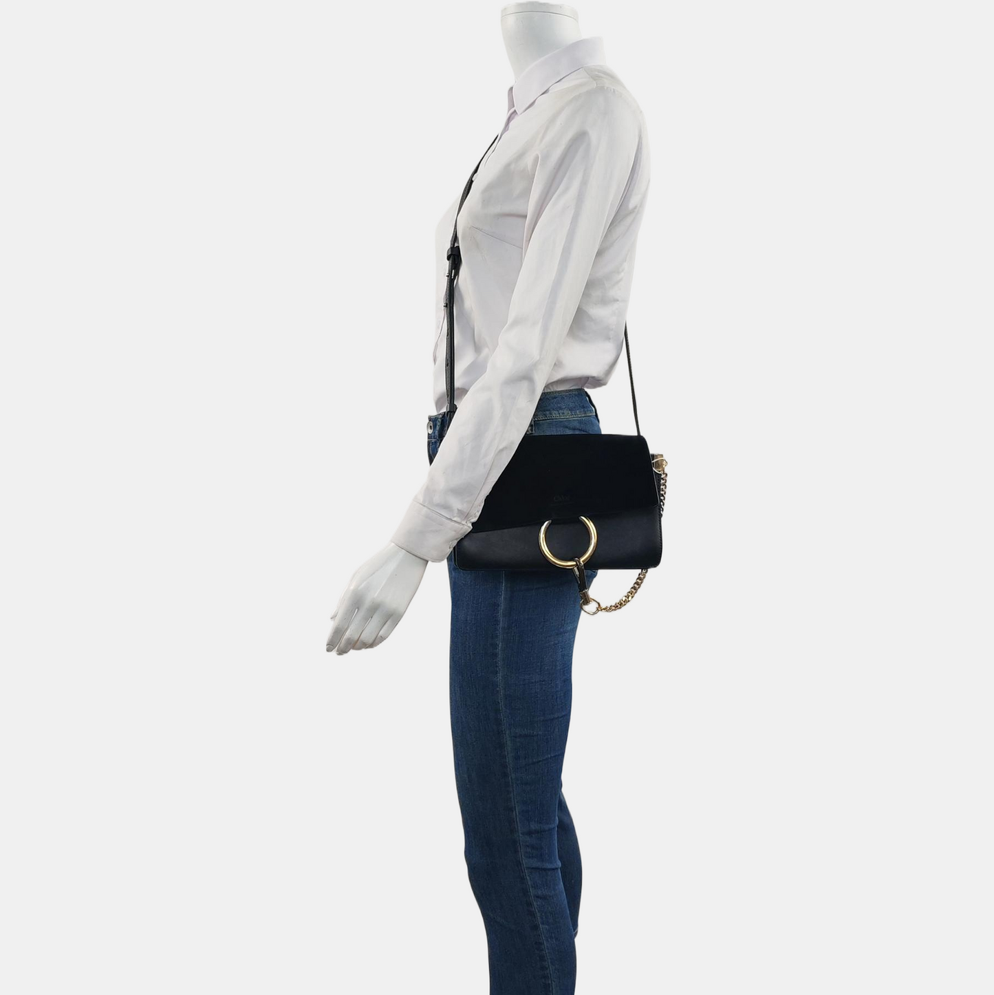 Chloé Faye Small size Black cowhide crossbody handbag single shoulder bag Golden Silver Hardware-(SKU)-960388895