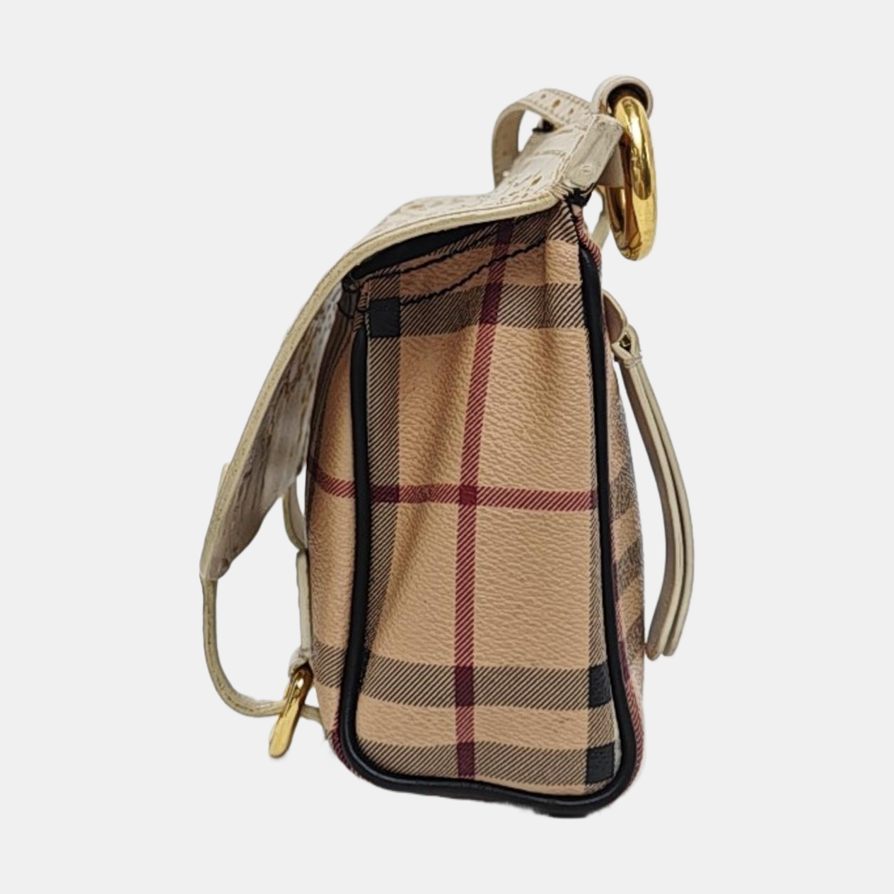 BURBERRY White leather horse race pattern hollow crossbody bag/shoulder bag Golden hardware-(SKU)-960246939