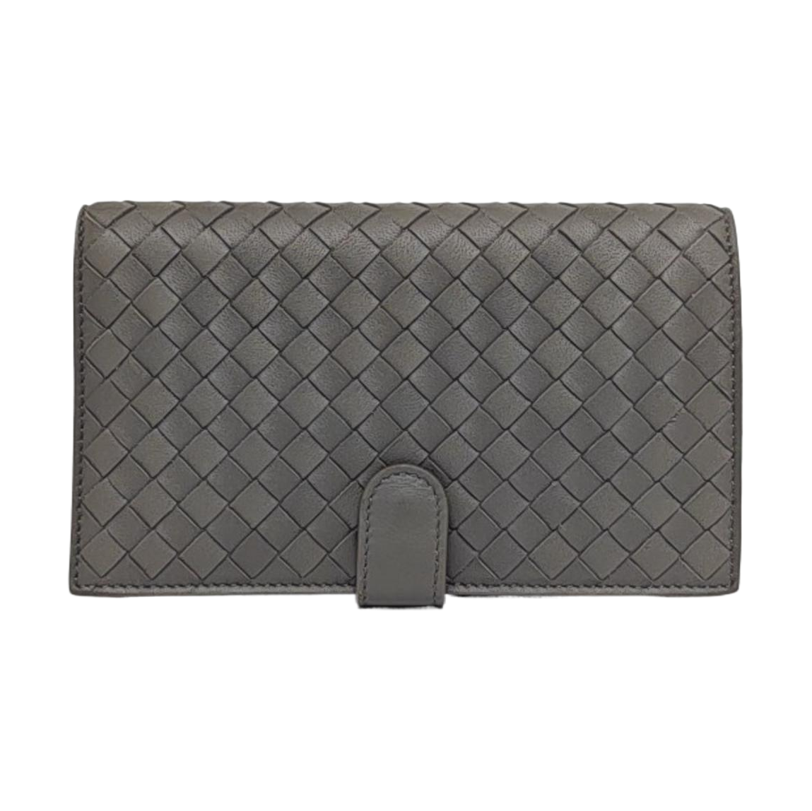 BOTTEGA VENETA Gray Cowhide Braided Hand Clutch Black hardware-(SKU)-960194982