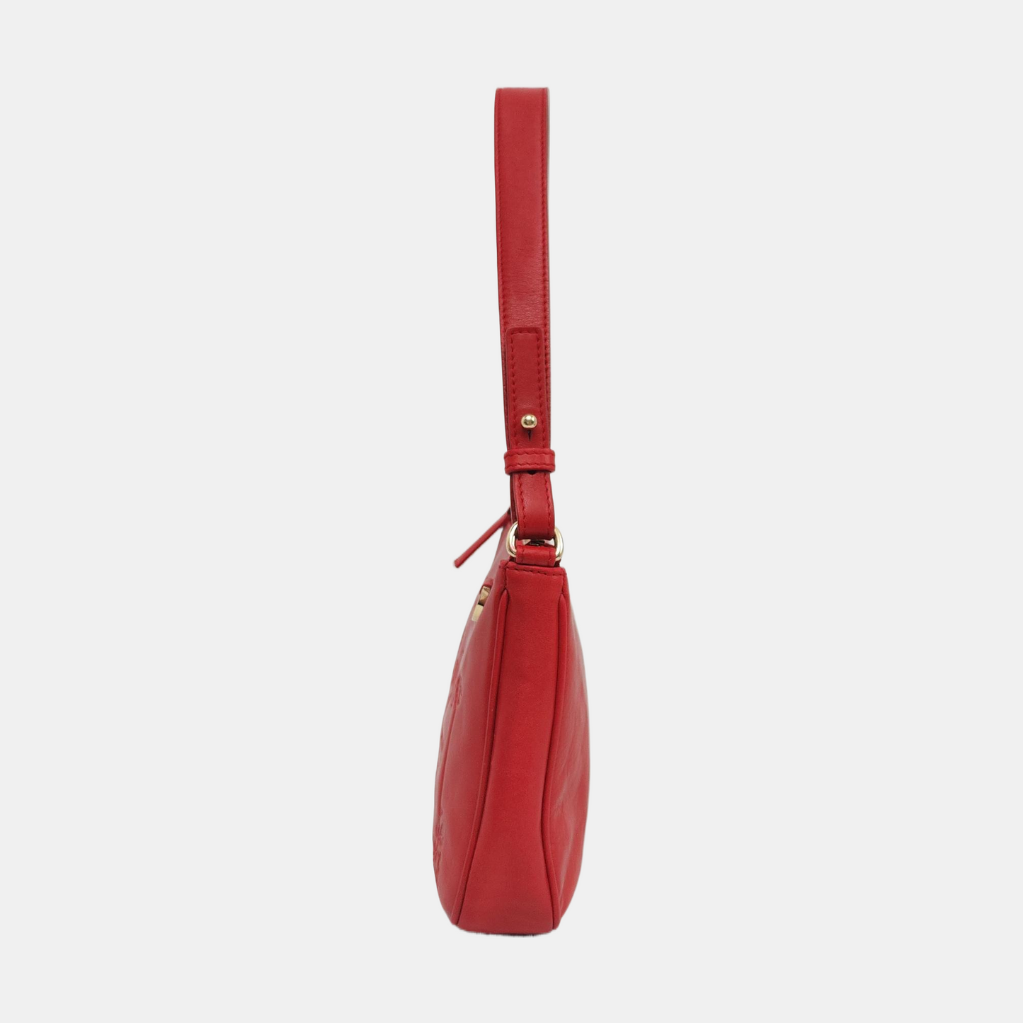 BVLGARI COLLEZIONE 1910 Red Cowhide Embossed Shoulder Bag Tote Golden hardware Removable shoulder strap-(SKU)-960389030
