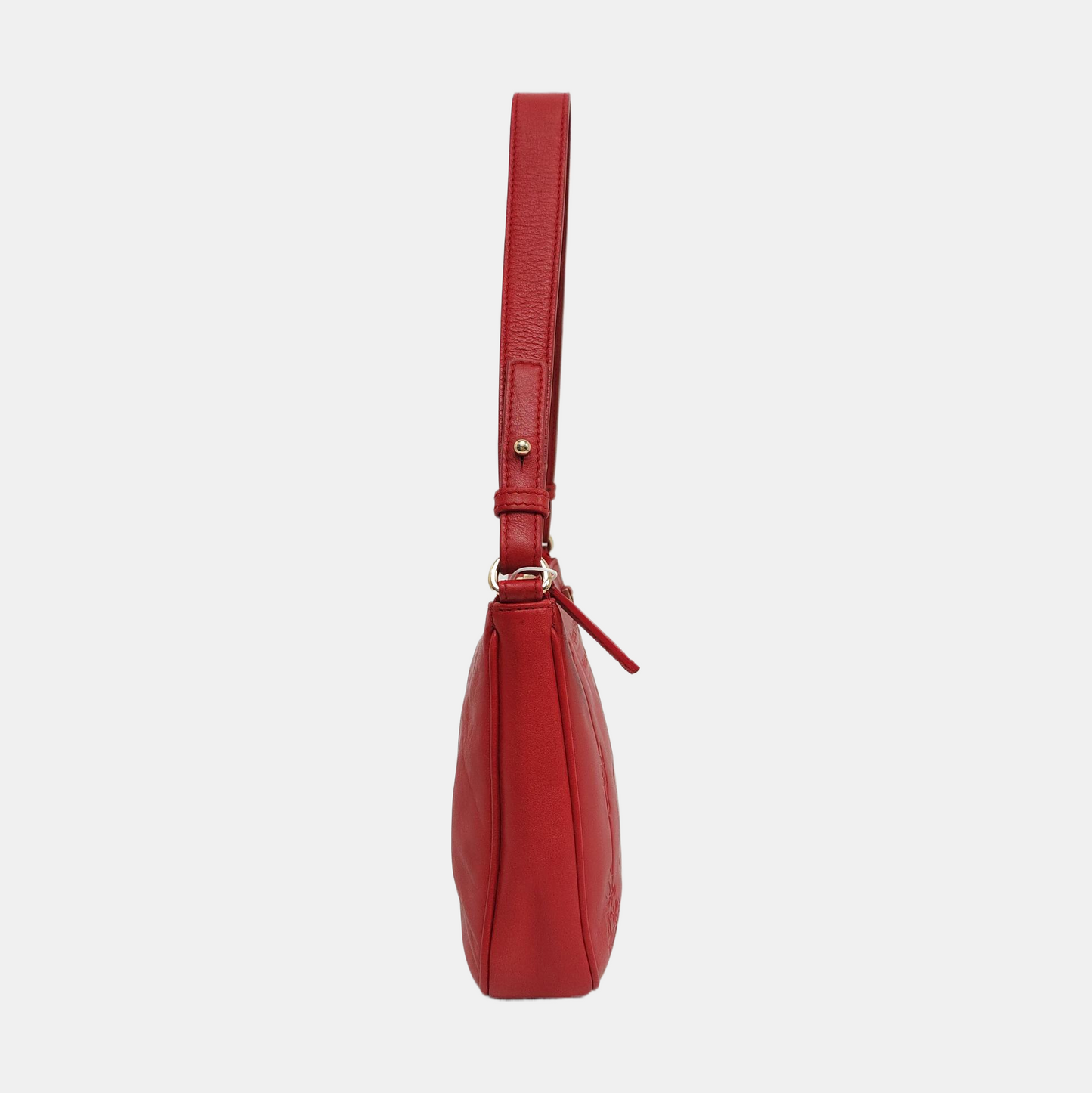 BVLGARI COLLEZIONE 1910 Red Cowhide Embossed Shoulder Bag Tote Golden hardware Removable shoulder strap-(SKU)-960389030
