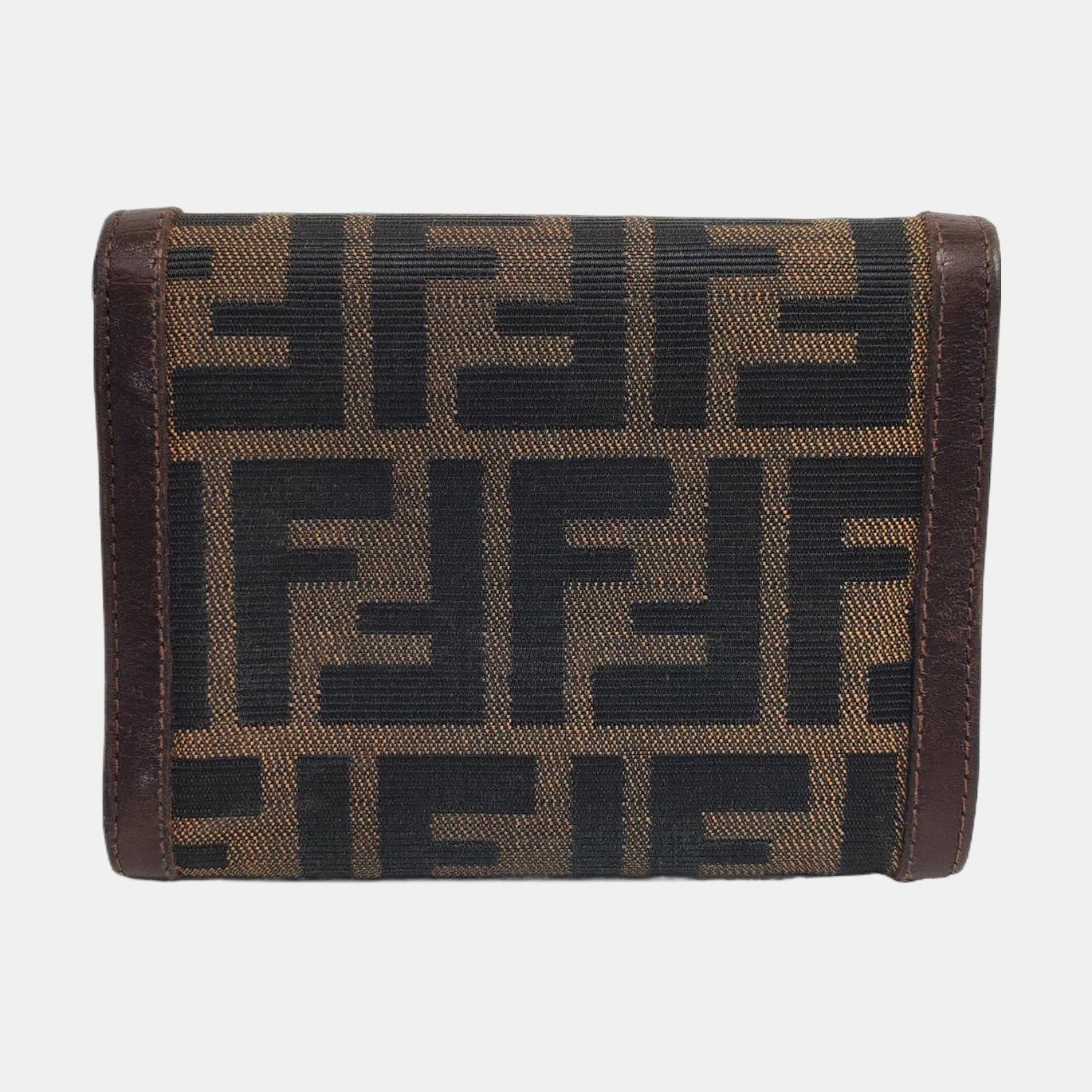 FENDI 棕色帆布双F钱包-(SKU)-960315050
