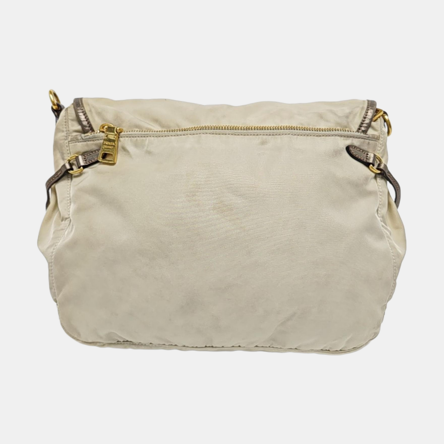 PRADA Beige Nylon Single Shoulder Bag Golden hardware Removable shoulder strap-(SKU)-960248110