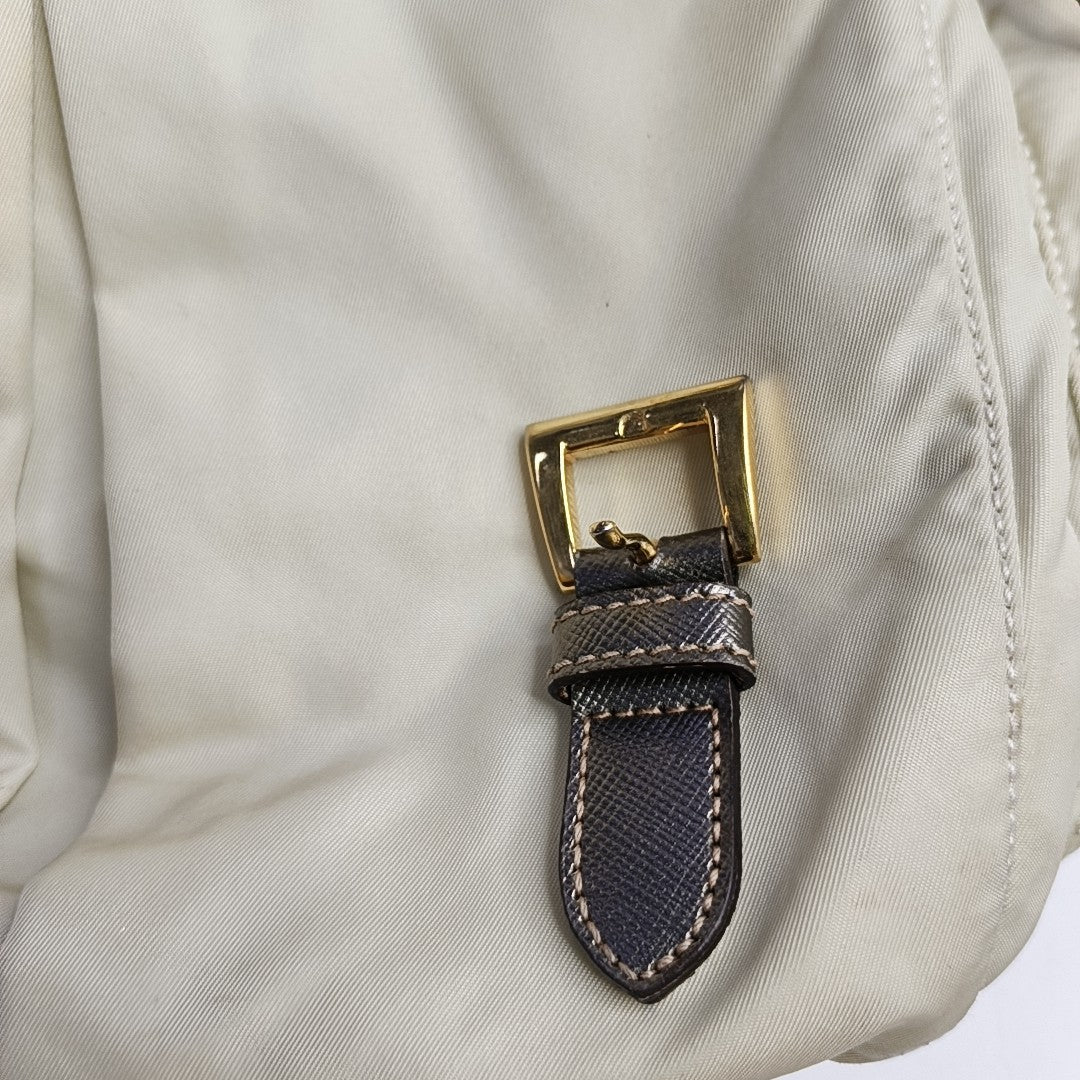 PRADA Beige Nylon Single Shoulder Bag Golden hardware Removable shoulder strap-(SKU)-960248110