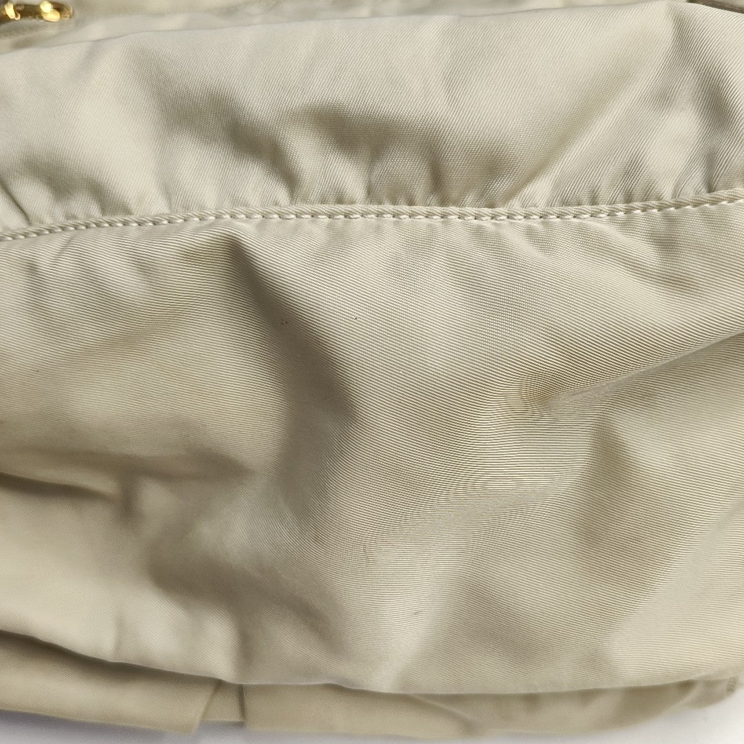 PRADA Beige Nylon Single Shoulder Bag Golden hardware Removable shoulder strap-(SKU)-960248110