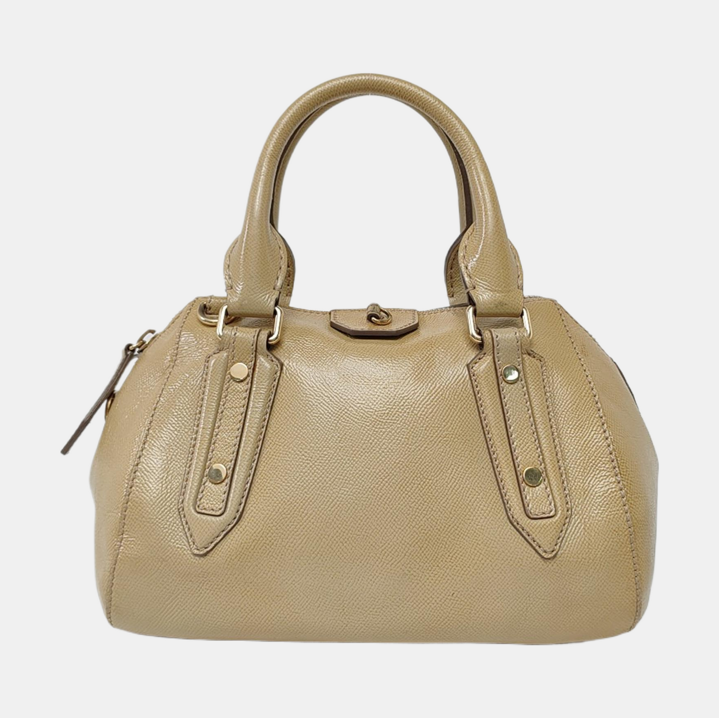 BURBERRY Khaki cowhide embossed handbag Golden hardware-(SKU)-953577933