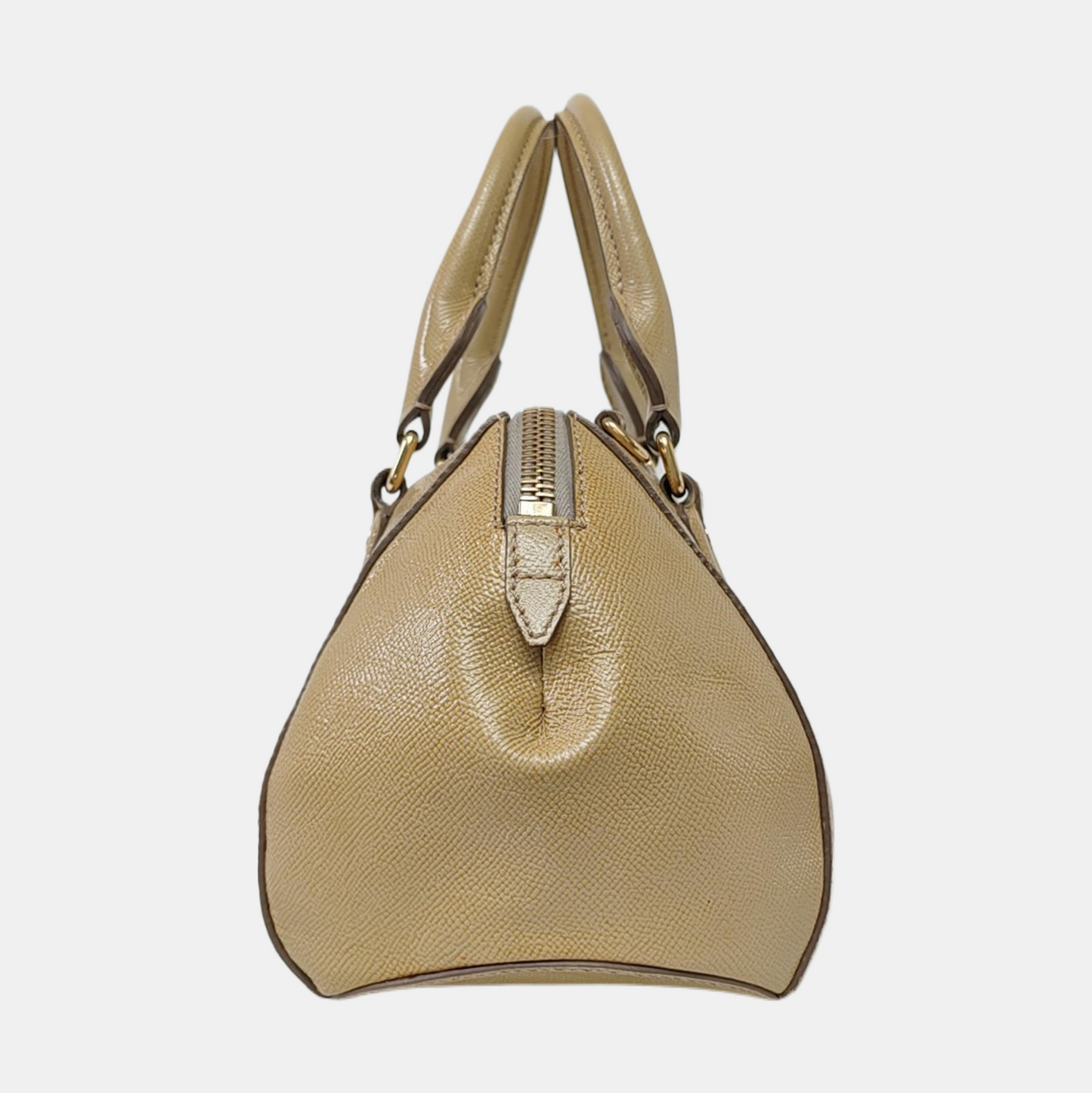 BURBERRY Khaki cowhide embossed handbag Golden hardware-(SKU)-953577933