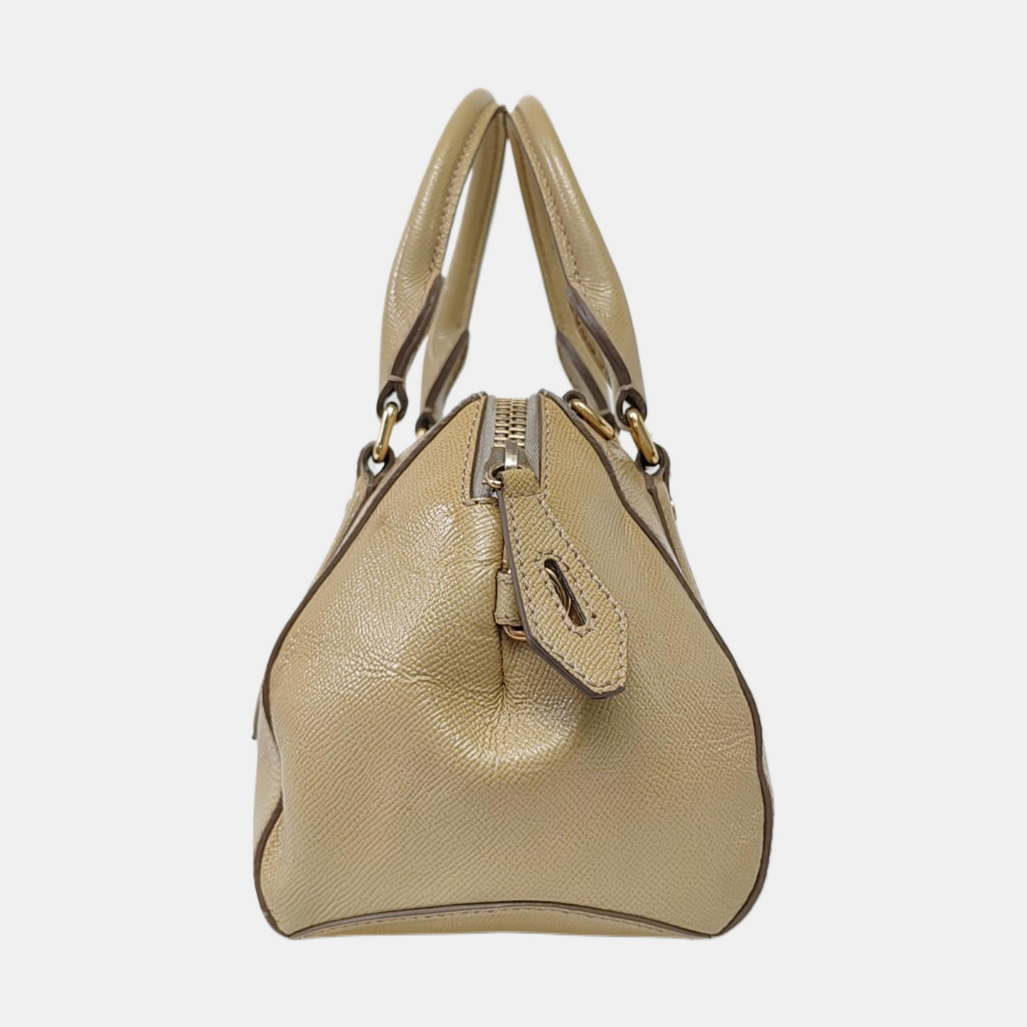 BURBERRY Khaki cowhide embossed handbag Golden hardware-(SKU)-953577933