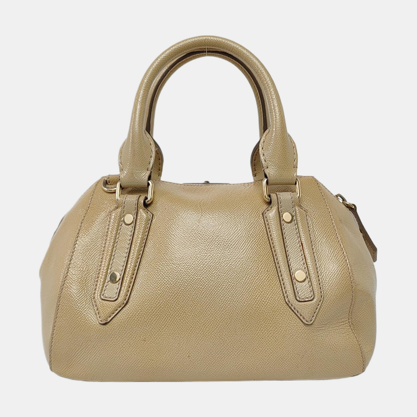 BURBERRY Khaki cowhide embossed handbag Golden hardware-(SKU)-953577933