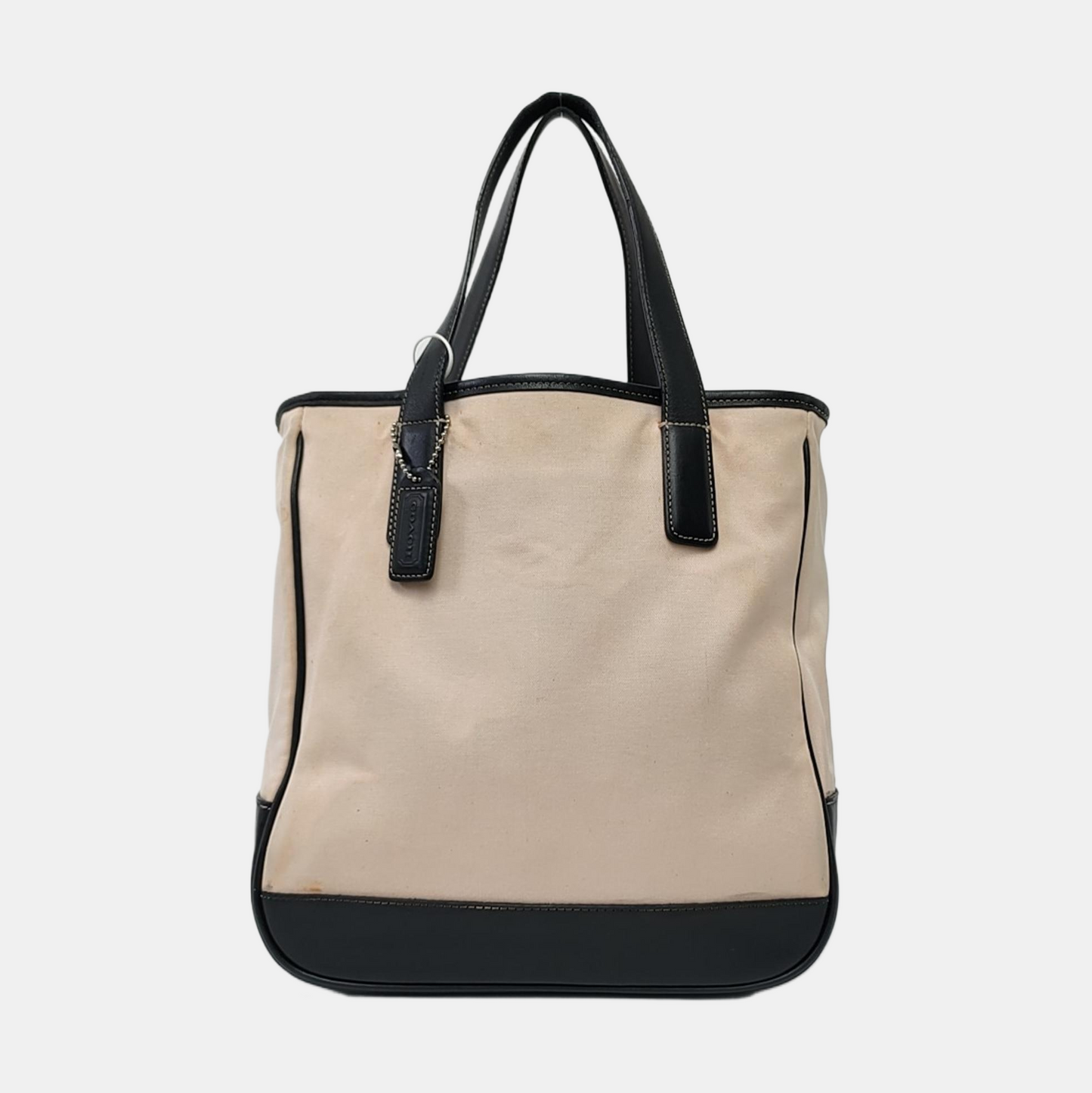 COACH CANDACE CARRYALL Beige Fabric Tote Handbag Silver Hardware-(SKU)-929326286