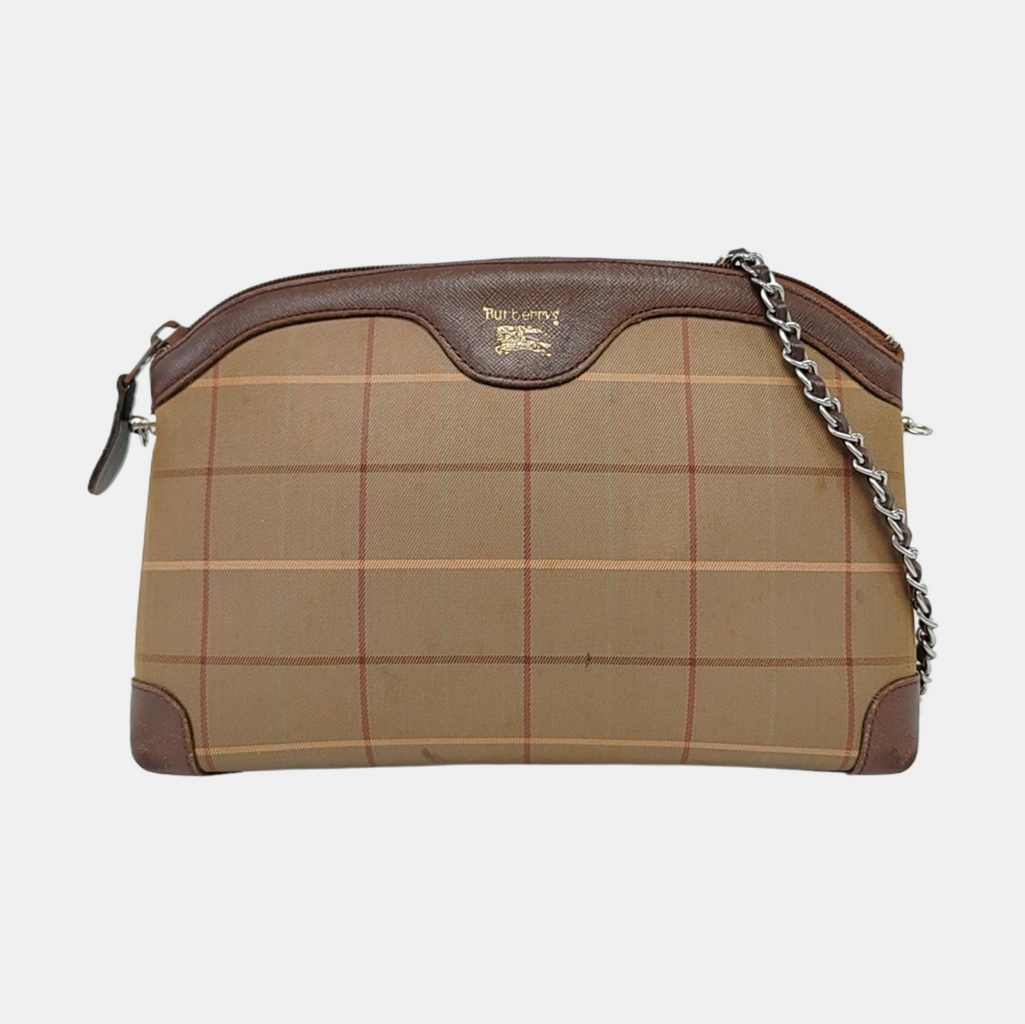 BURBERRY Khaki Fabric Handbag Brown Hardware-(SKU)-960263647