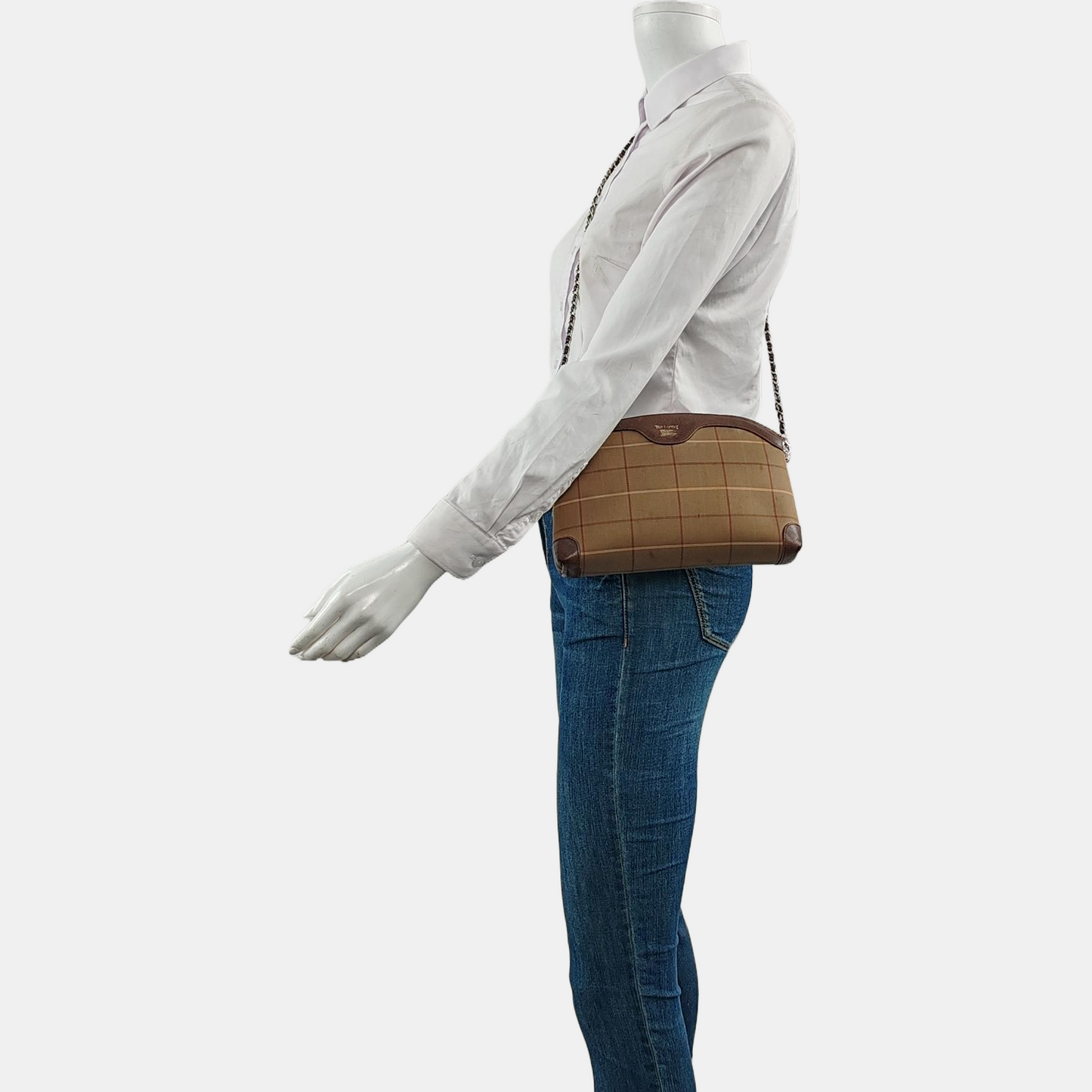 BURBERRY Khaki Fabric Handbag Brown Hardware-(SKU)-960263647