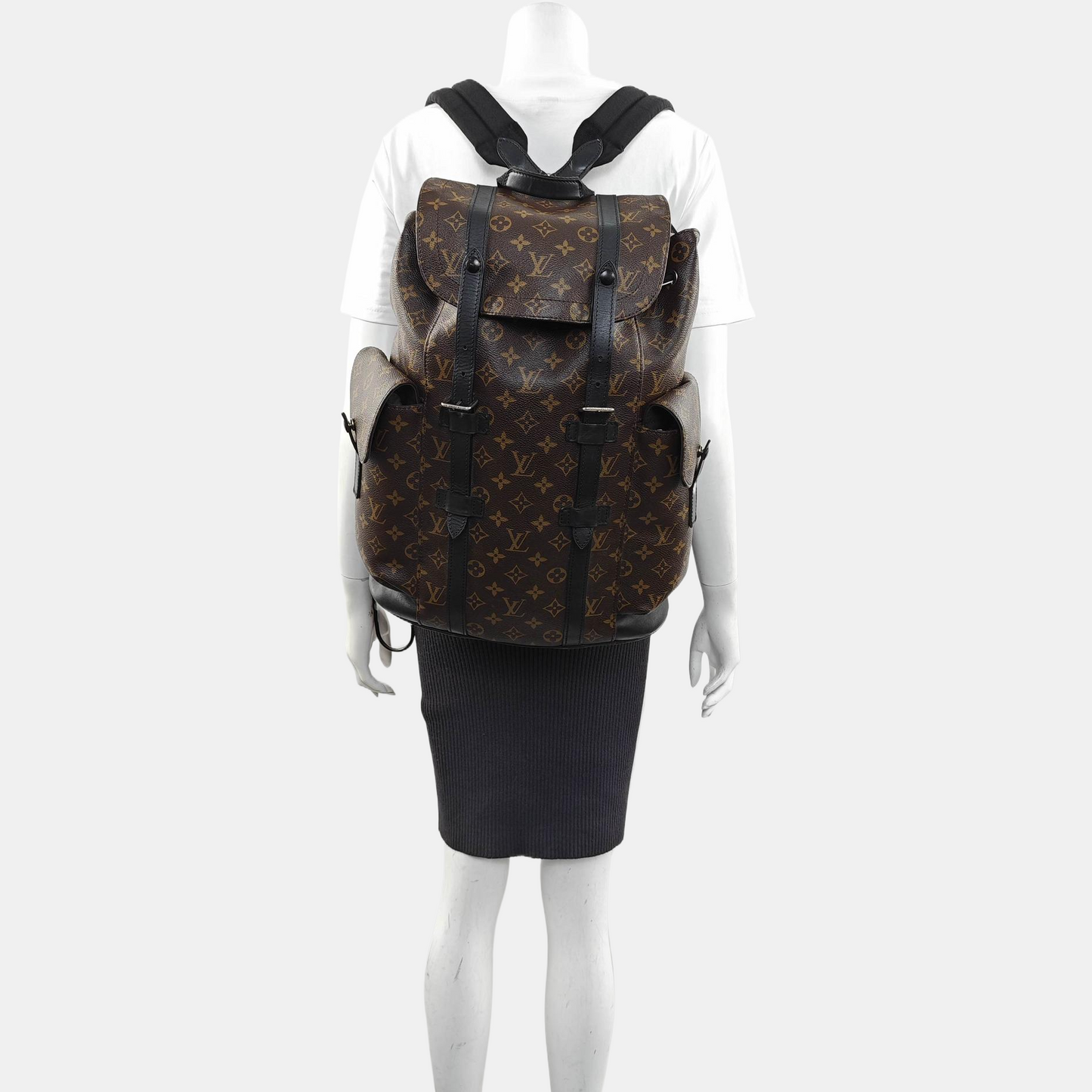 LOUIS VUITTON CHRISTOPHER Small Brown Coated Canvas Monogram Backpack with Silver Hardware-(SKU)-960294947
