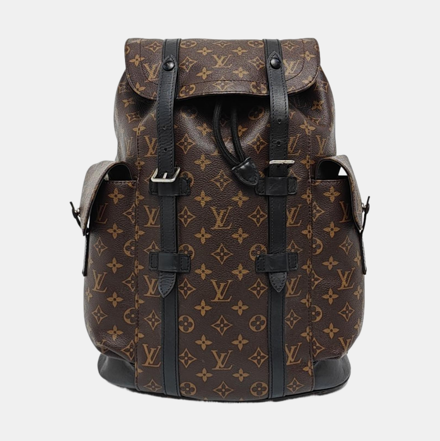LOUIS VUITTON CHRISTOPHER Small Brown Coated Canvas Monogram Backpack with Silver Hardware-(SKU)-960294947