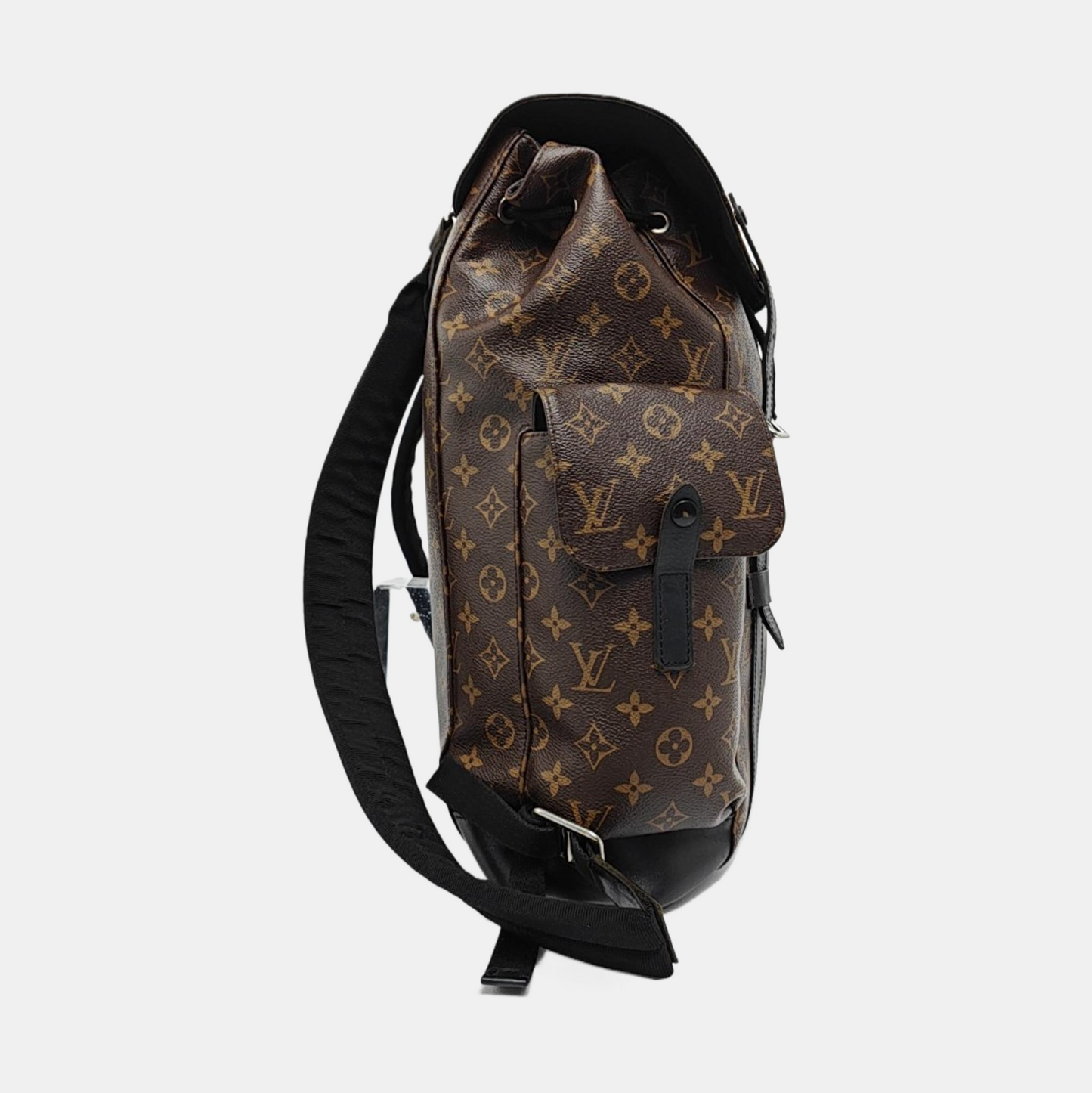 LOUIS VUITTON CHRISTOPHER Small Brown Coated Canvas Monogram Backpack with Silver Hardware-(SKU)-960294947