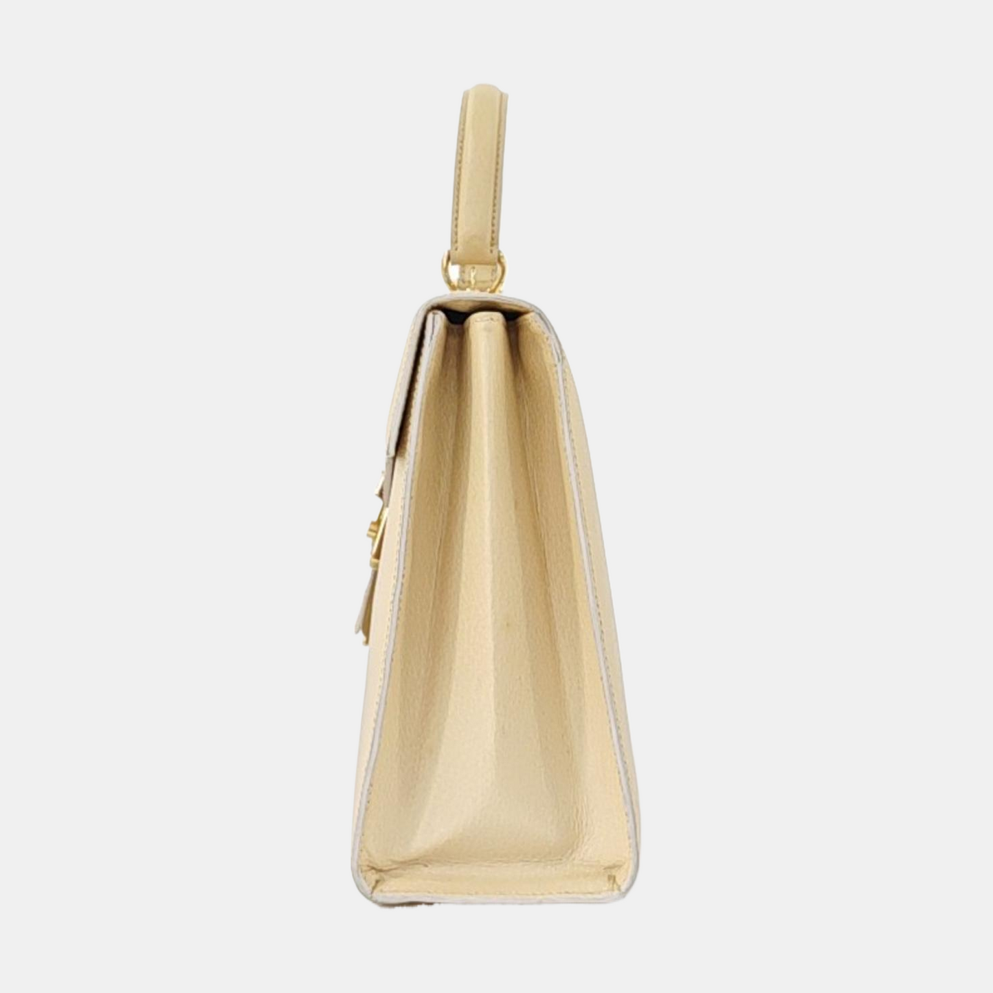 GUCCI Vintage Kelly Beige Leather Single Shoulder Bag Handbag Golden hardware Removable shoulder strap-(SKU)-951806628