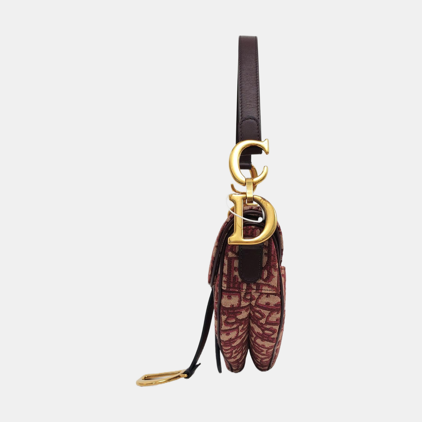 DIOR Saddle Small Red Canvas Monogram Damier Embossed Saddle Bag, Shoulder Bag, Golden Hardware, Removable Strap-(SKU)-960486888