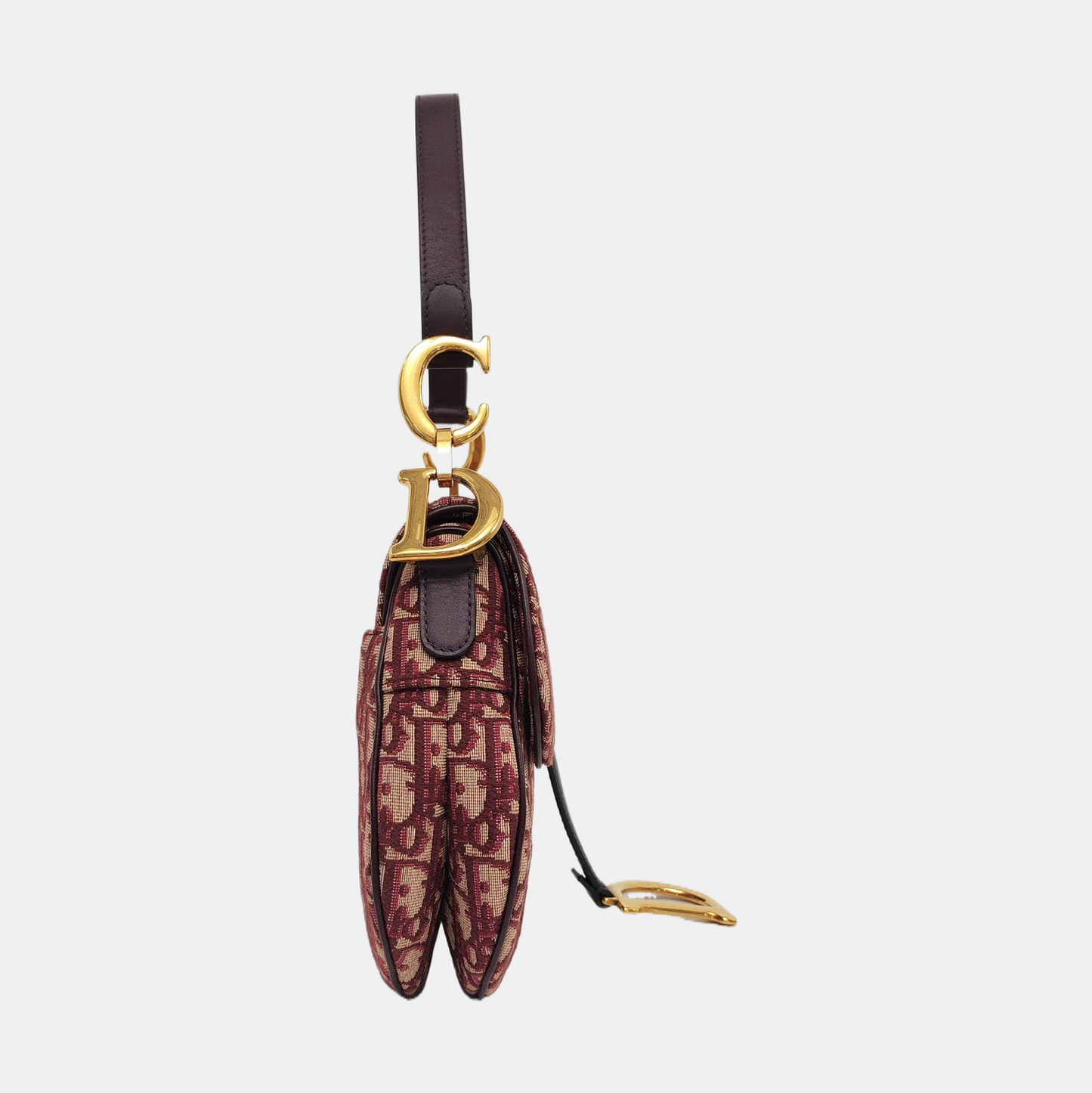 DIOR Saddle Small Red Canvas Monogram Damier Embossed Saddle Bag, Shoulder Bag, Golden Hardware, Removable Strap-(SKU)-960486888