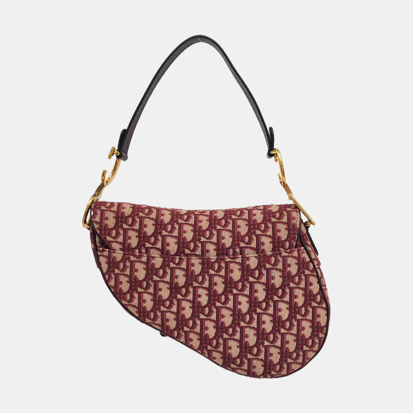 DIOR Saddle Small Red Canvas Monogram Damier Embossed Saddle Bag, Shoulder Bag, Golden Hardware, Removable Strap-(SKU)-960486888