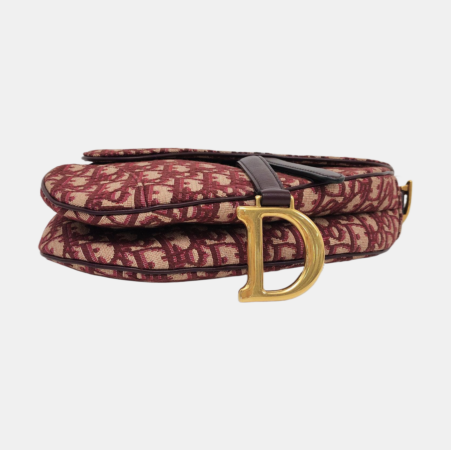 DIOR Saddle Small Red Canvas Monogram Damier Embossed Saddle Bag, Shoulder Bag, Golden Hardware, Removable Strap-(SKU)-960486888