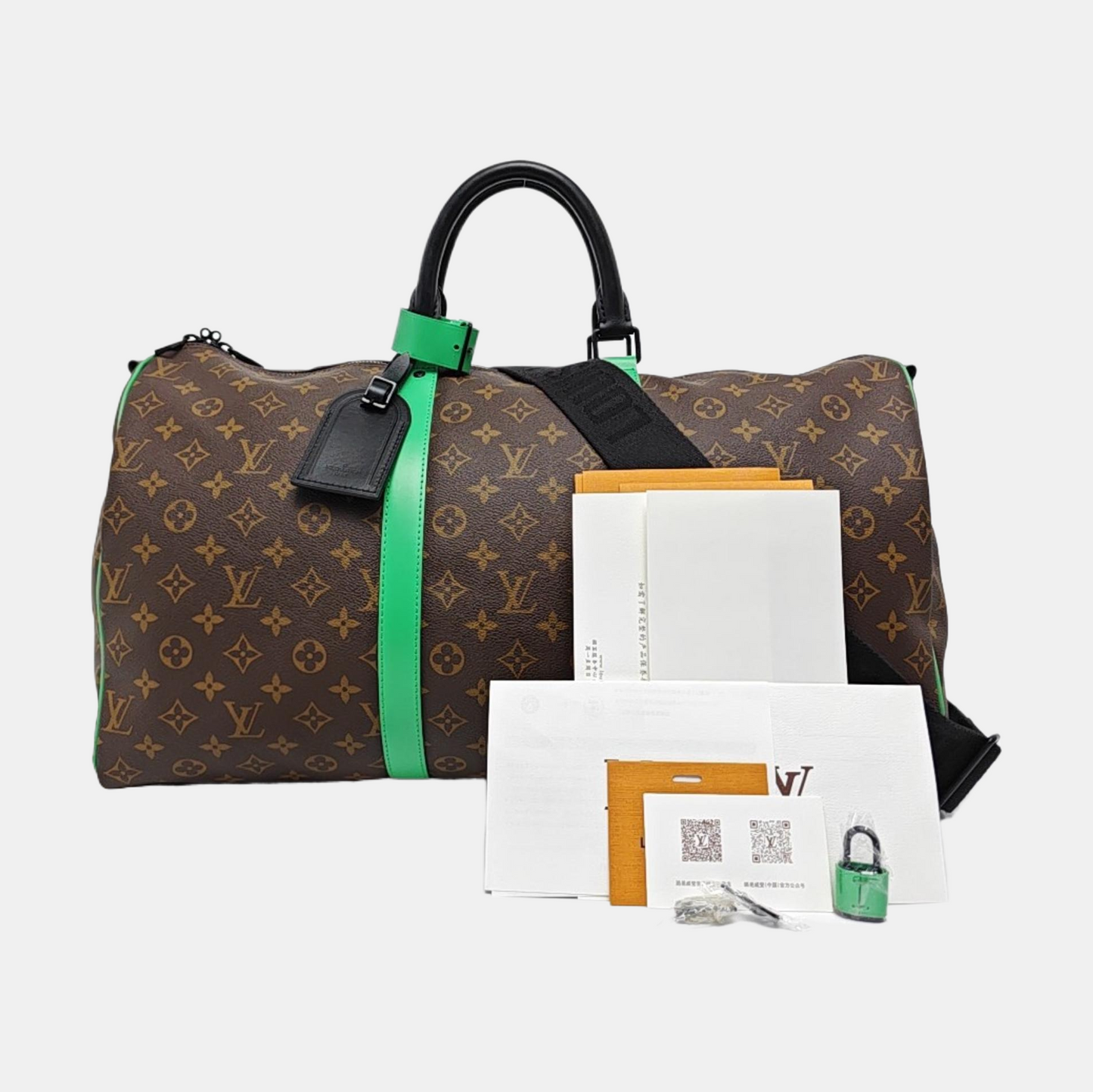 LOUIS VUITTON KEEPALL 50 brown coated canvas Monogram Boston bag shoulder bag handbag crossbody bag removable shoulder strap-(SKU)-957535893