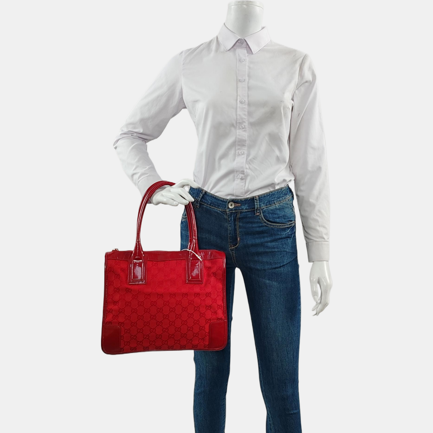 GUCCI Red fabric old flower handbag, single shoulder bag Golden hardware-(SKU)-960504156