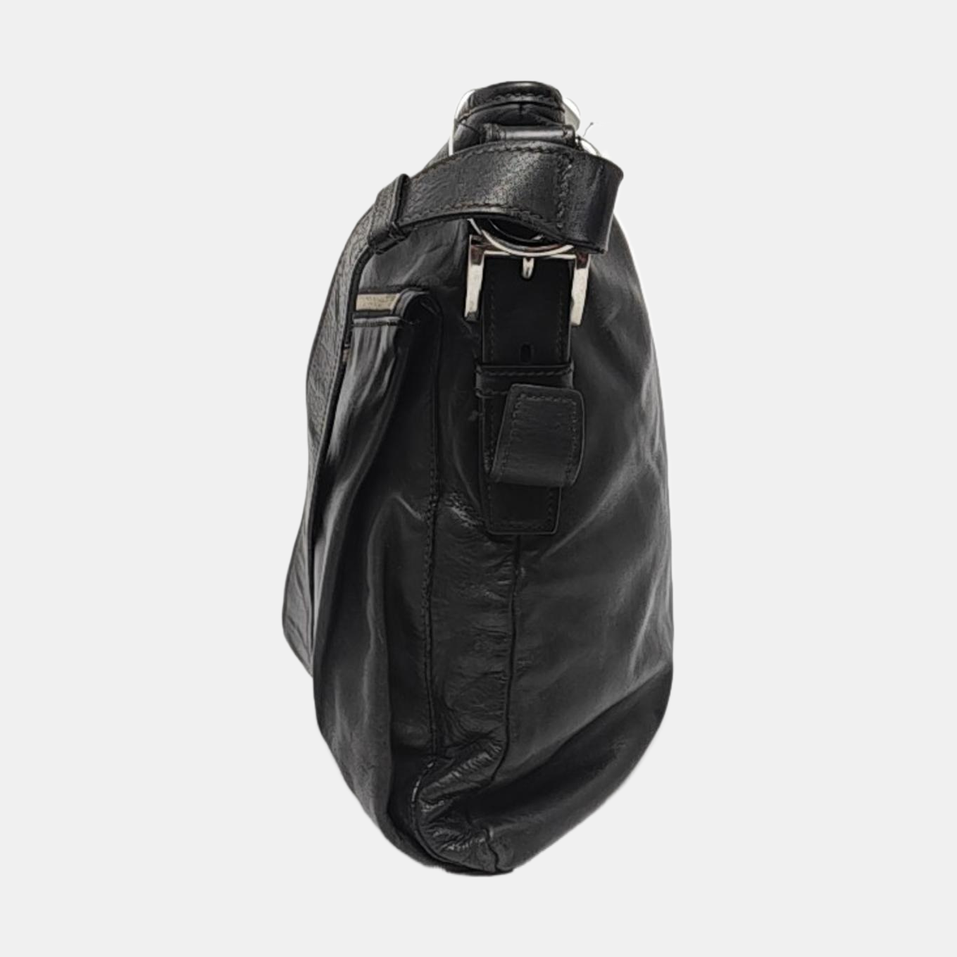 PRADA Black Leather Crossbody Bag Single Shoulder Bag Silver Hardware-(SKU)-960372112