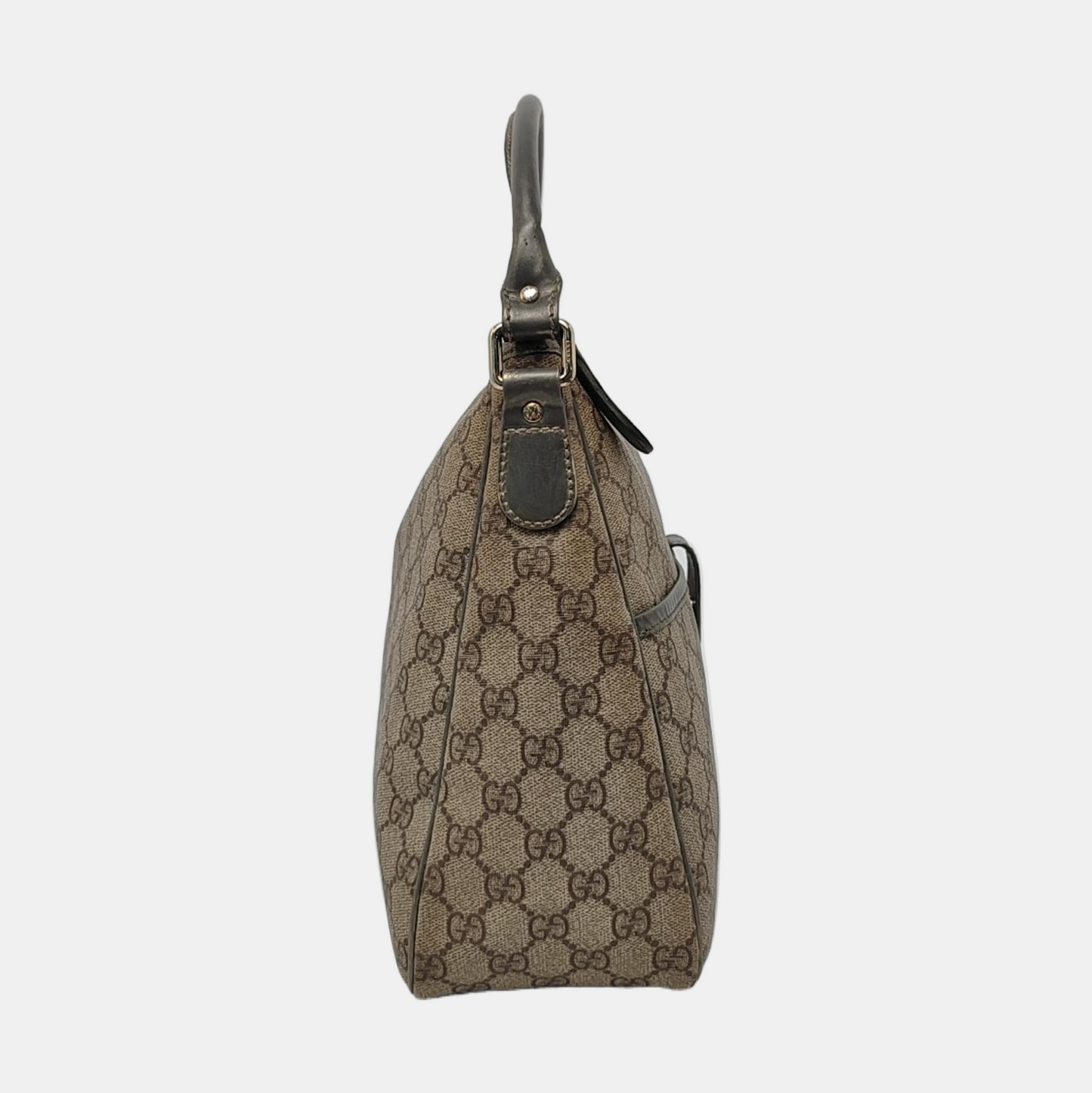 GUCCI Bardot Medium size Beige Coated Canvas Monogram Single Shoulder Bag Handbag Golden hardware-(SKU)-960390668