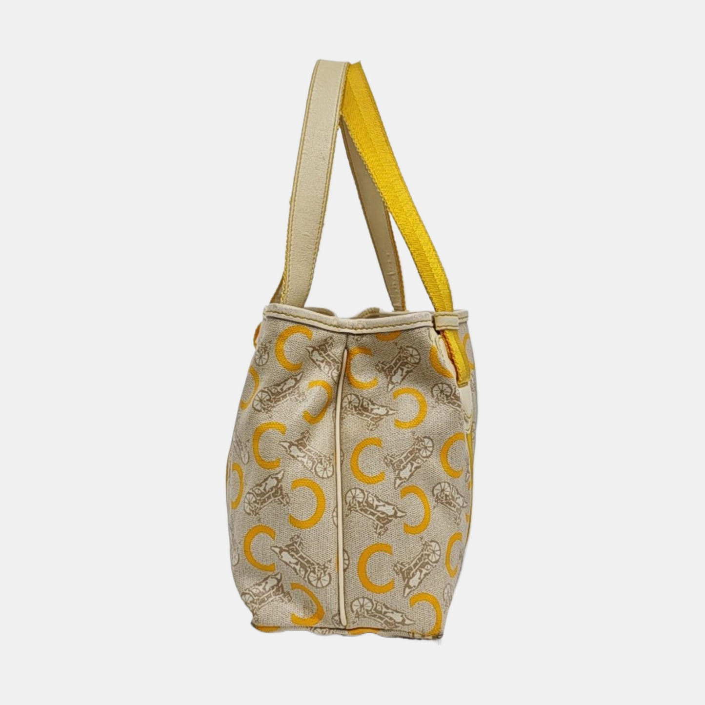 CELINE Tote bag Beige Coated Canvas Triumph Arch Handbag Single Shoulder Bag Silver Hardware-(SKU)-960503624