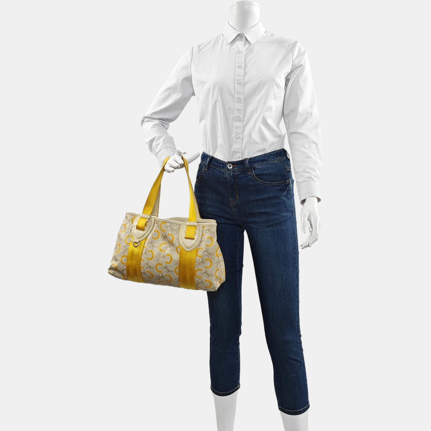 CELINE Tote bag Beige Coated Canvas Triumph Arch Handbag Single Shoulder Bag Silver Hardware-(SKU)-960503624