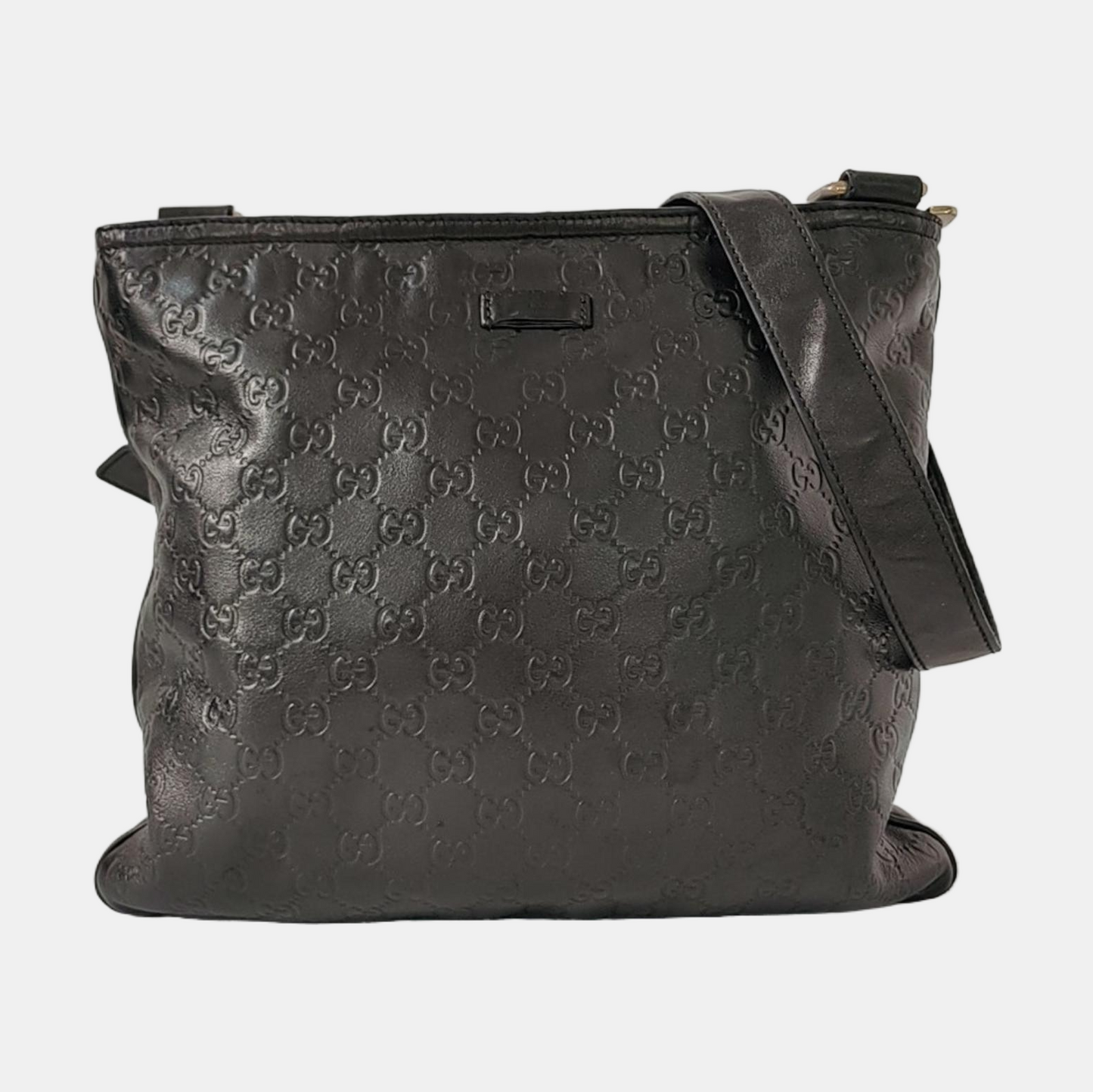 GUCCI GG Imprime Black Cowhide Monogrammed Quilted Crossbody Shoulder Bag Golden hardware-(SKU)-960401347