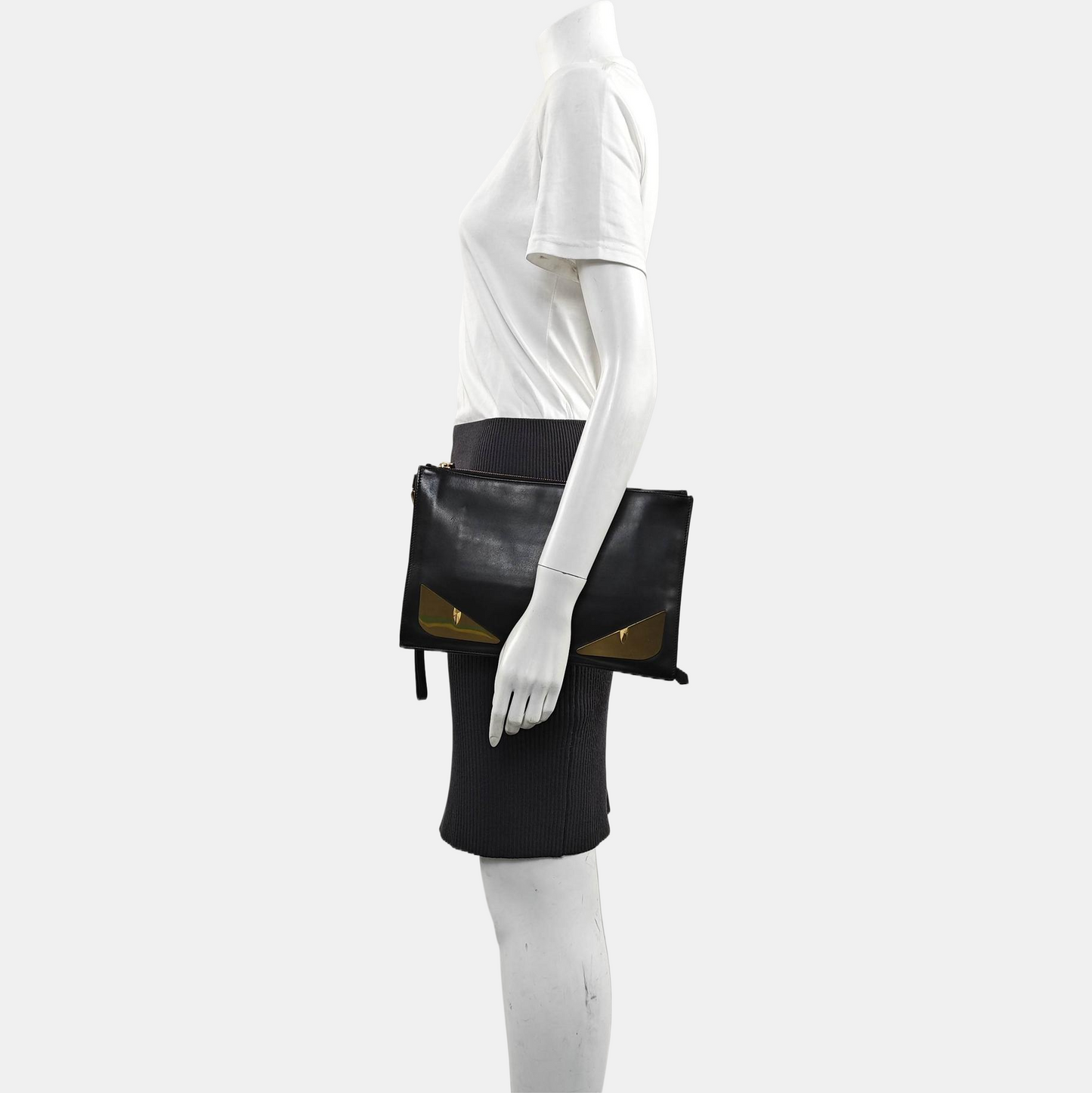 FENDI Black cowhide monster handbag Golden hardware-(SKU)-960374012
