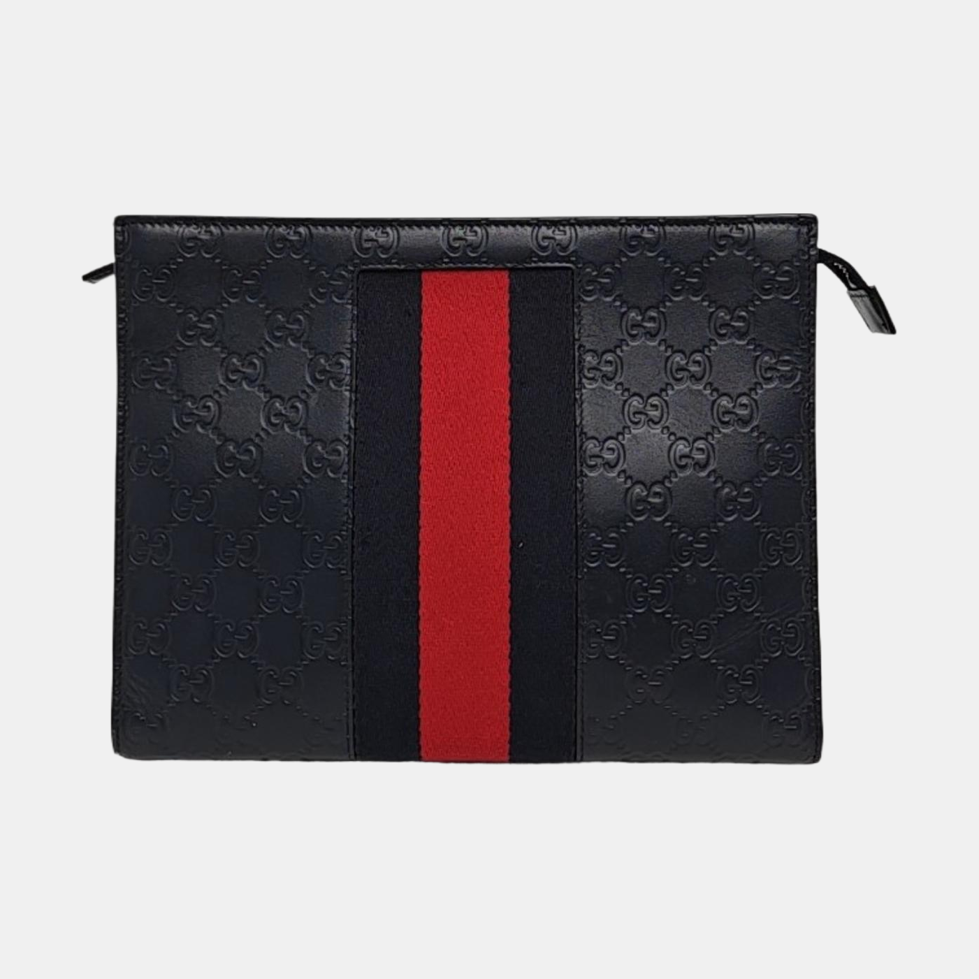 GUCCI Dark Blue Cowhide Vintage Monogrammed Handbag Silver Hardware-(SKU)-960289829