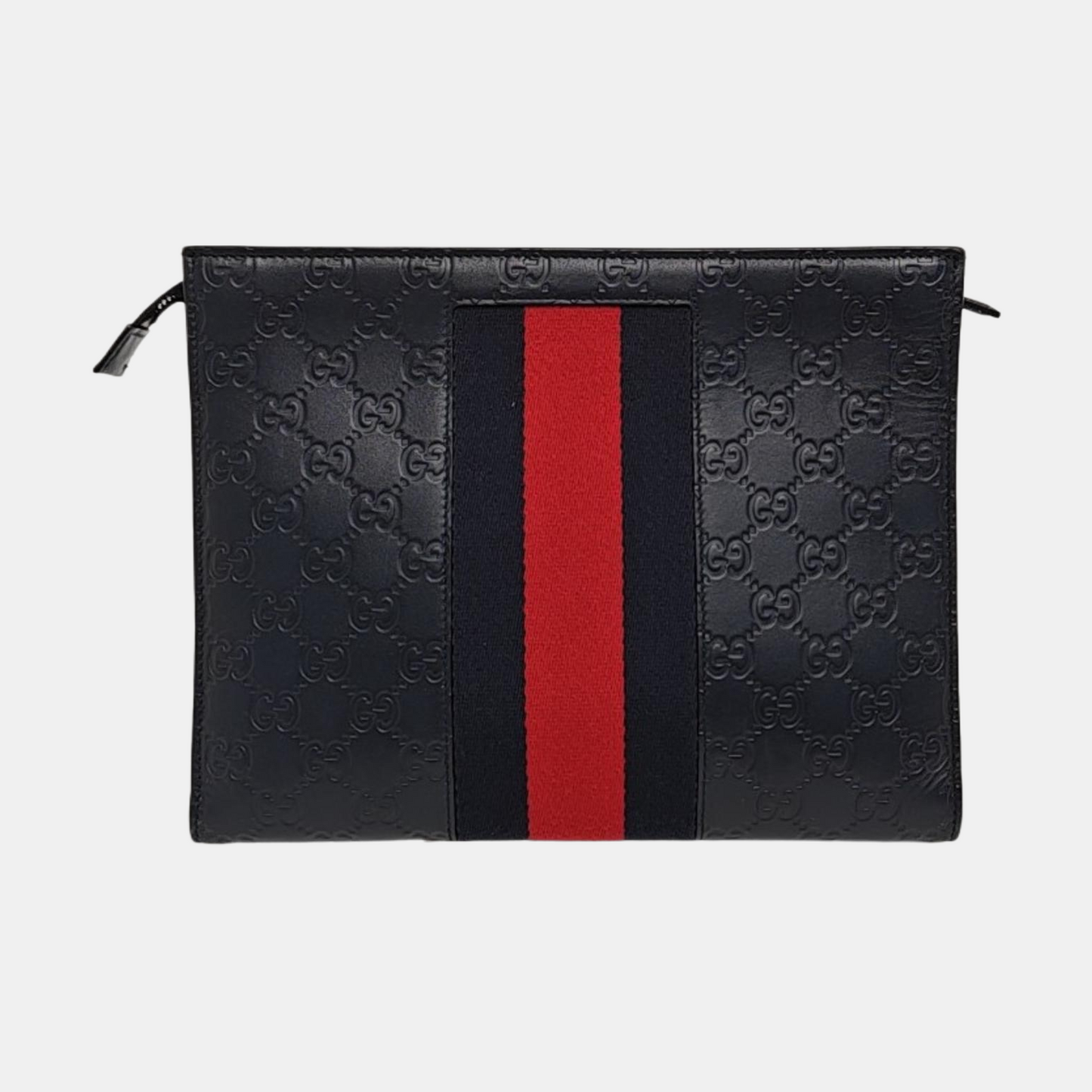 GUCCI Dark Blue Cowhide Vintage Monogrammed Handbag Silver Hardware-(SKU)-960289829