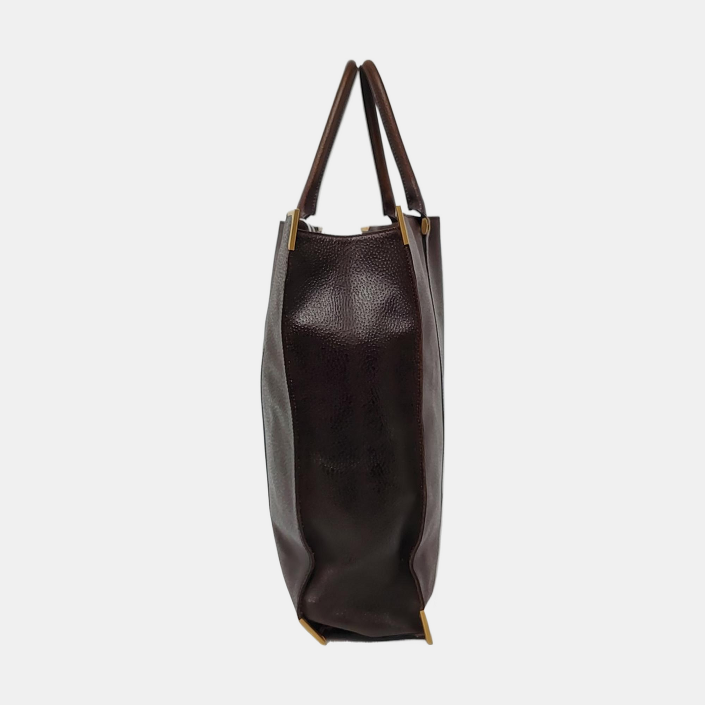 FENDI Dark Brown Leather Single Shoulder Bag Tote Golden hardware-(SKU)-960577572
